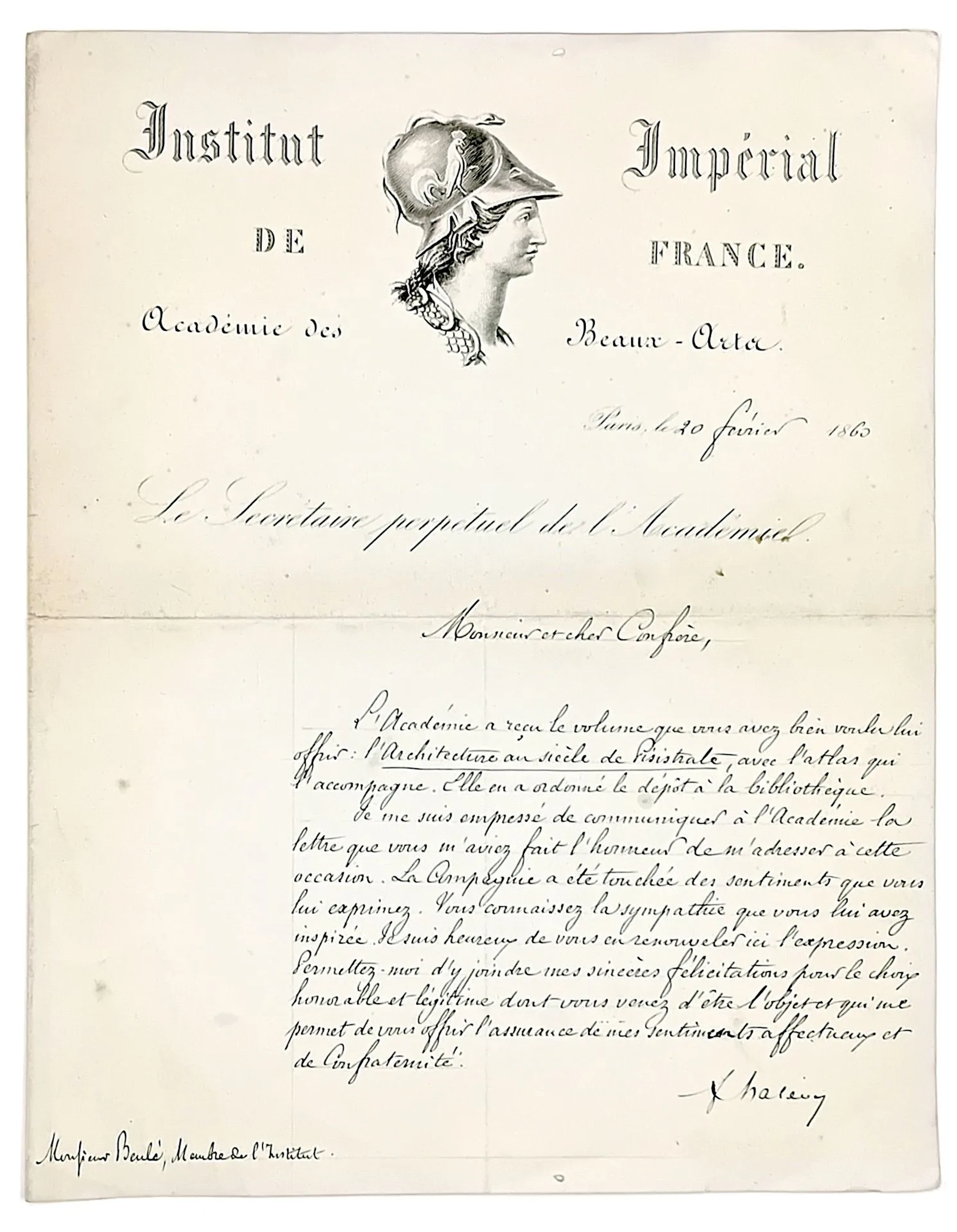 Fromental HALÉVY, Composer. Letter signed as Perpetual Secre - Lot 578