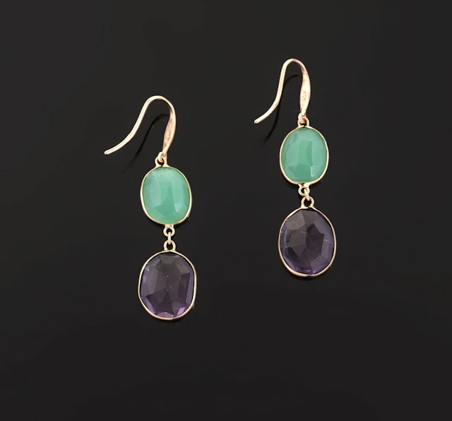 Pair of 18k yellow gold earrings (750 parts per thousand), e - Lot 202