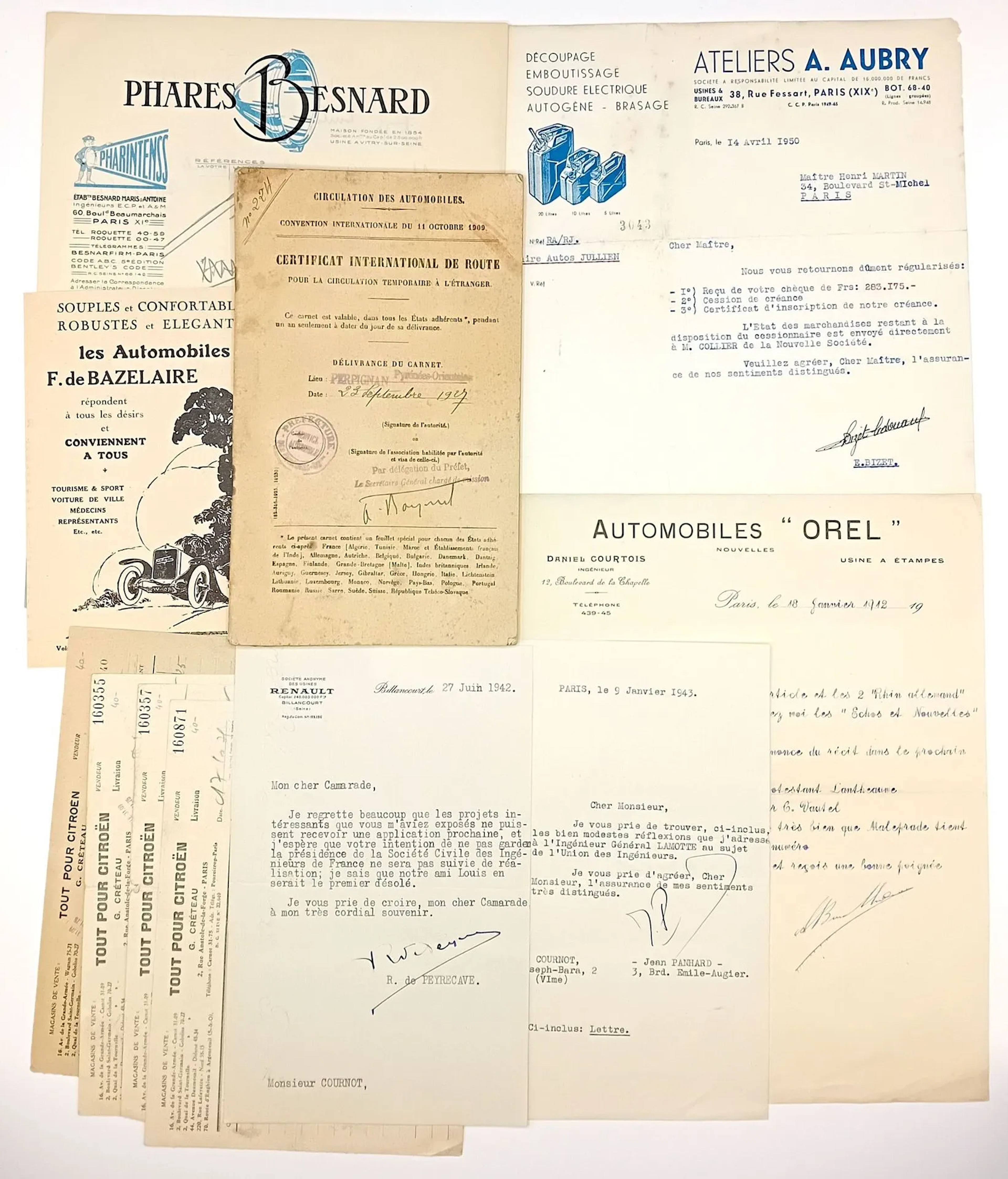 AUTOMOBILES - Set including: Carnet pour la circulation auto - Lot 675