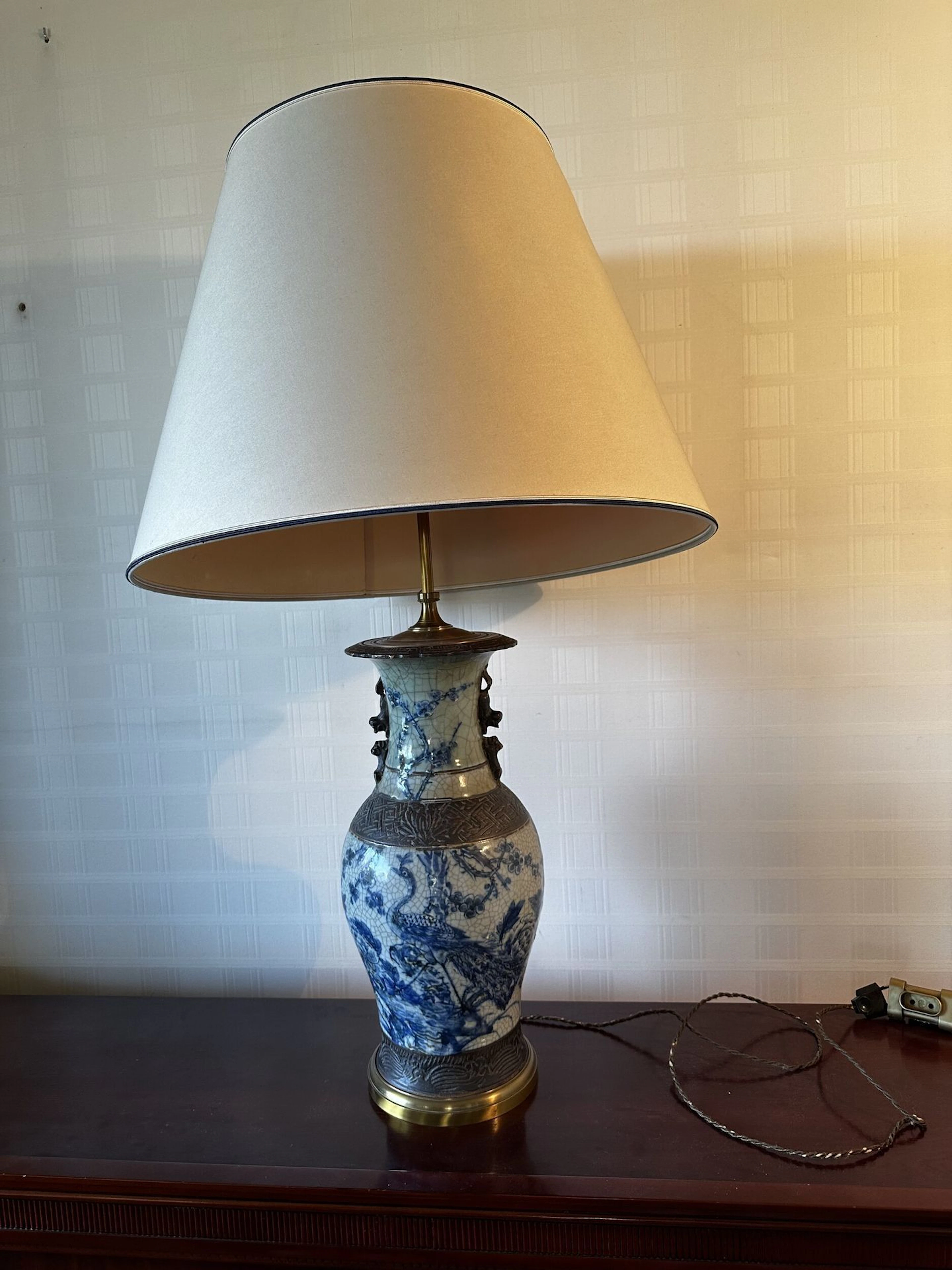 Set of 3 vases mounted as electric lamps: - Lot 329
