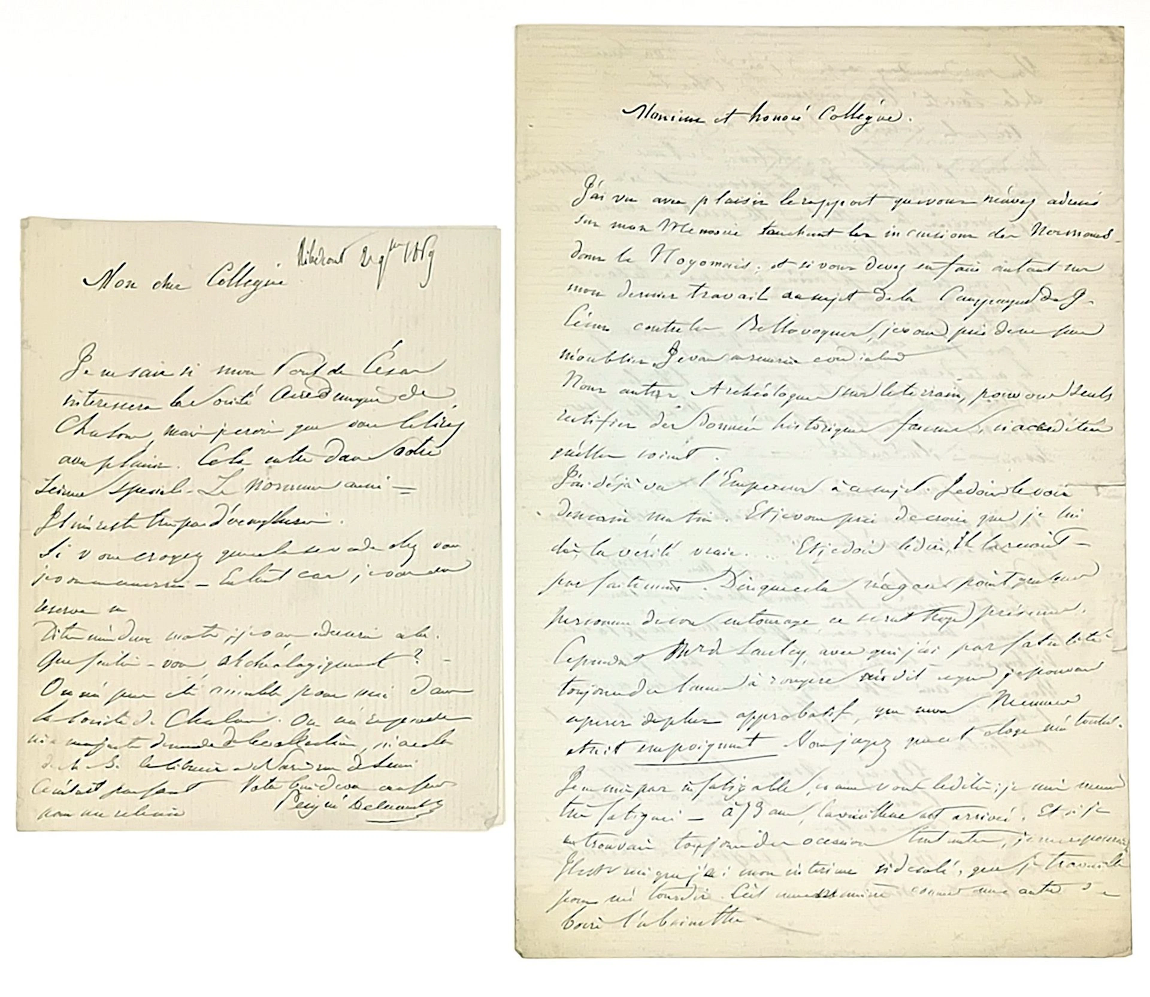 ARCHAEOLOGY. OISE. 2 Autograph Letters Signed by Achille PEI - Lot 632