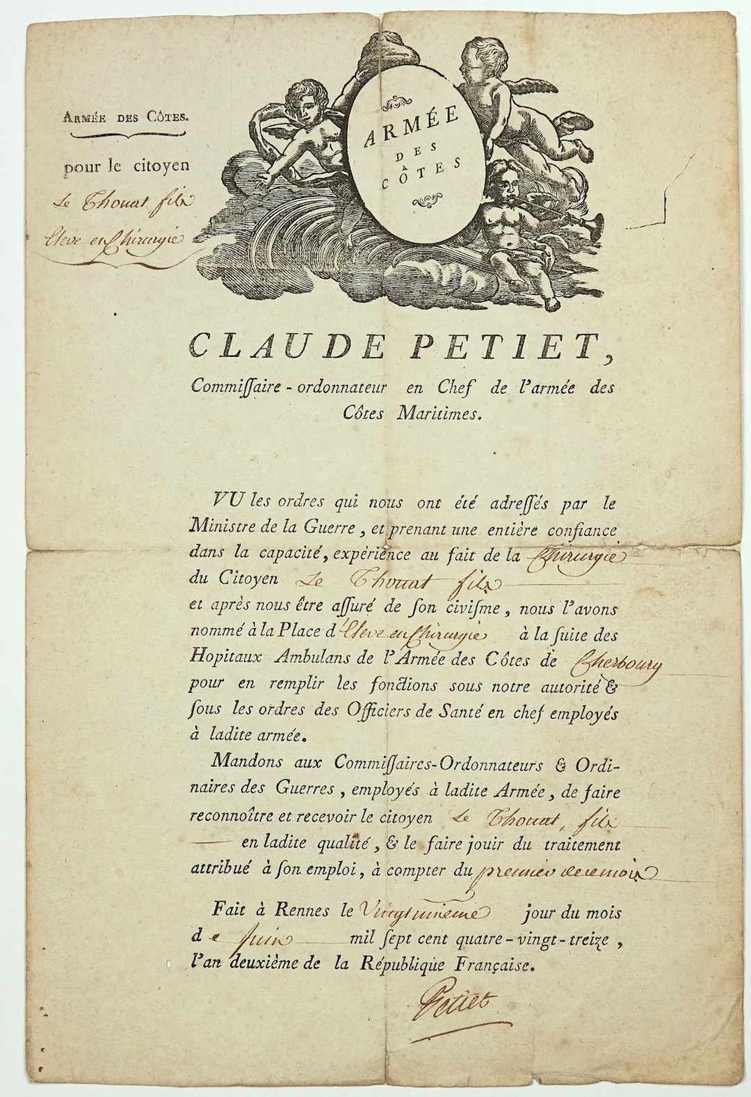 Baron PETIET (Claude-Louis), Deputy for Ille-et-Vilaine and - Lot 225