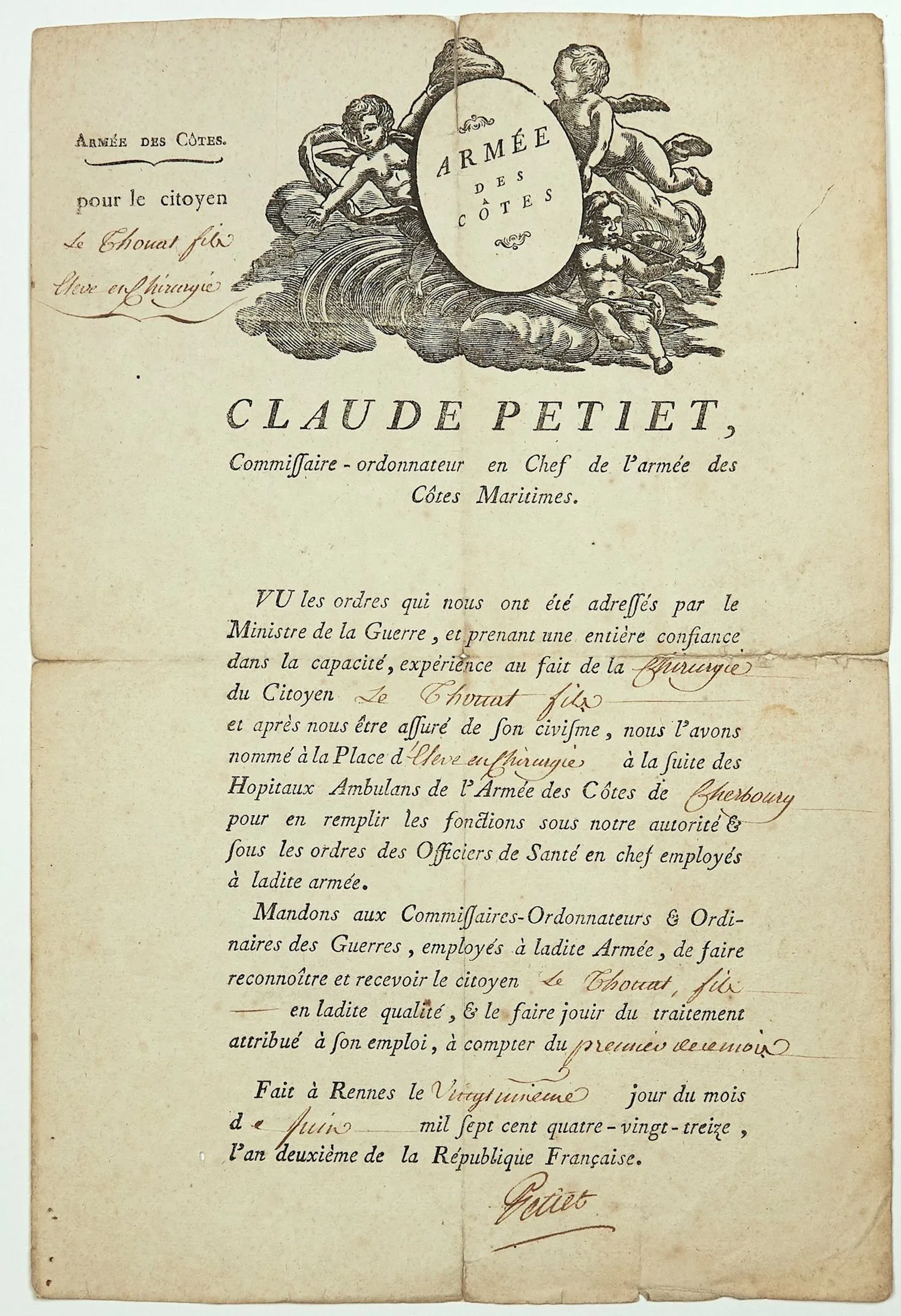 Baron PETIET (Claude-Louis), Deputy for Ille-et-Vilaine and - Lot 225
