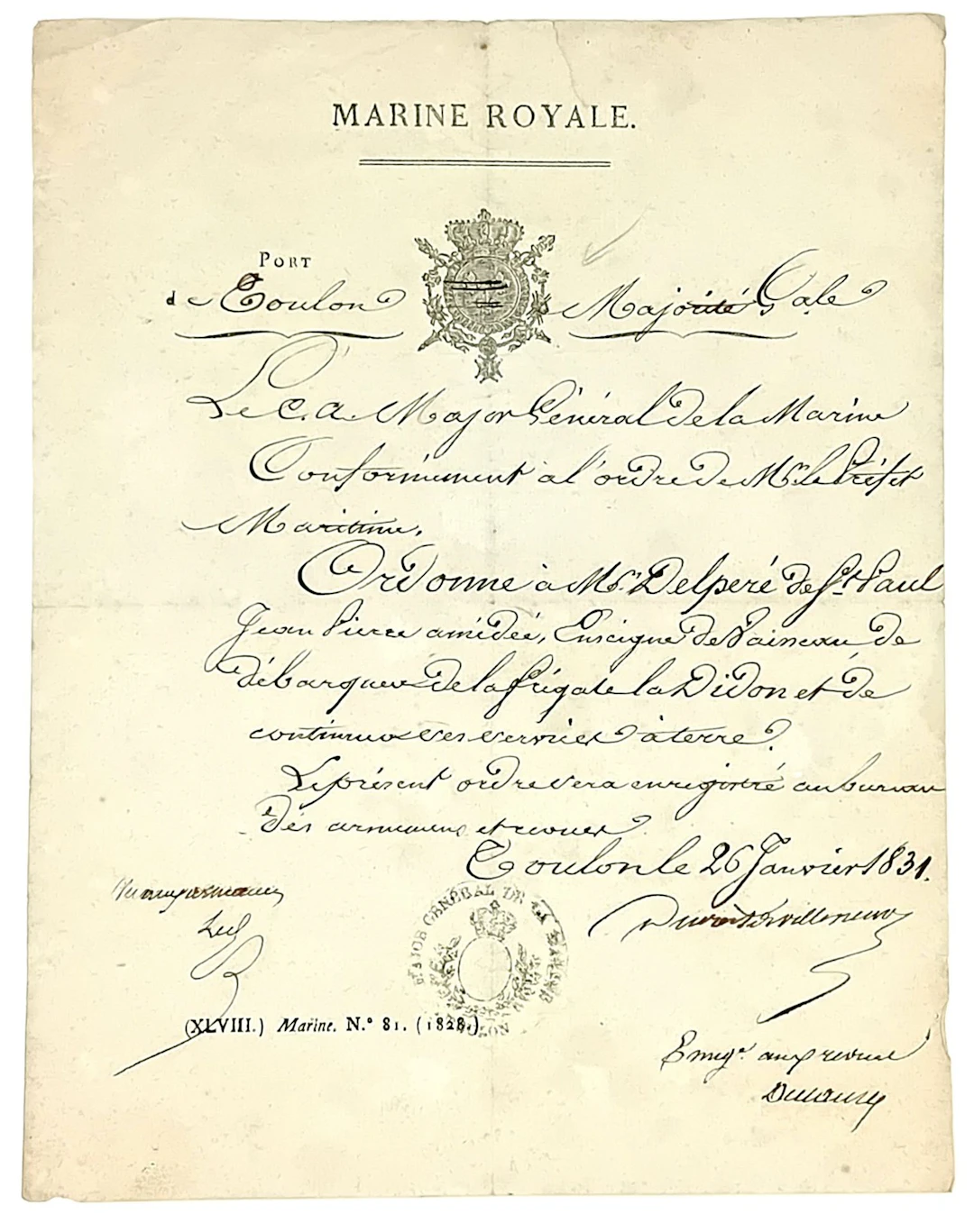 Alexandre Louis Du CREST DE VILLENEUVE, Rear Admiral (Theil- - Lot 496