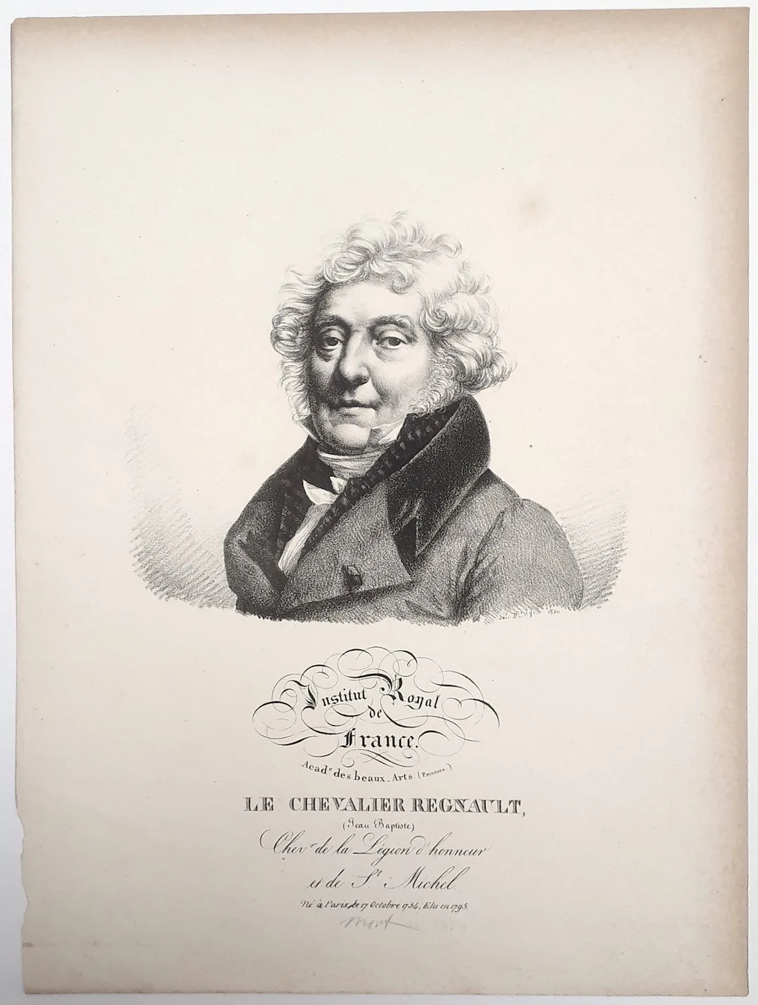 Le chevalier REGNAULT (Jean Baptiste), of the Royal Institut - Lot 437