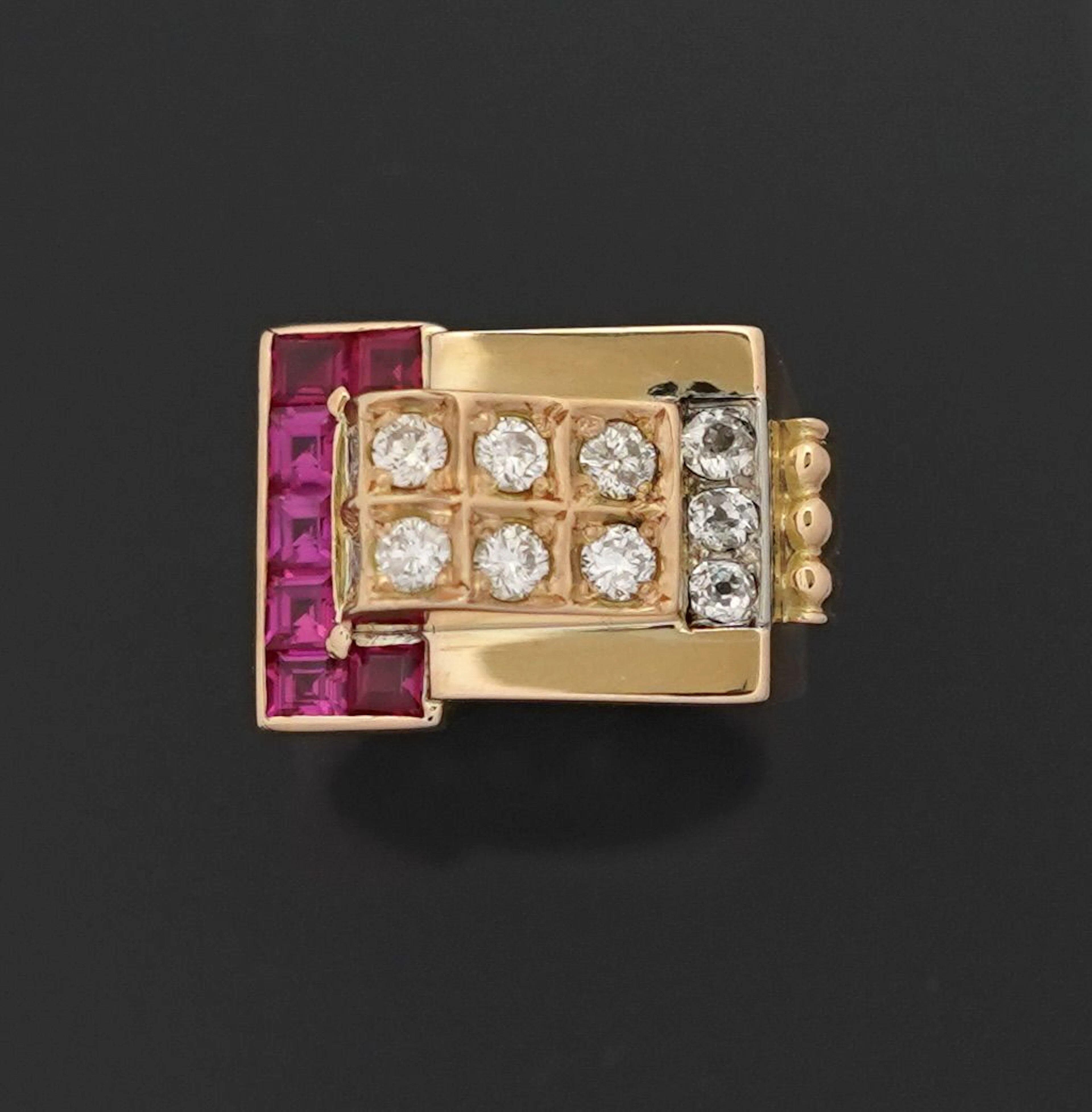 Tank - Rétro style ring in 18k 750 thousandths yellow gold f - Lot 170