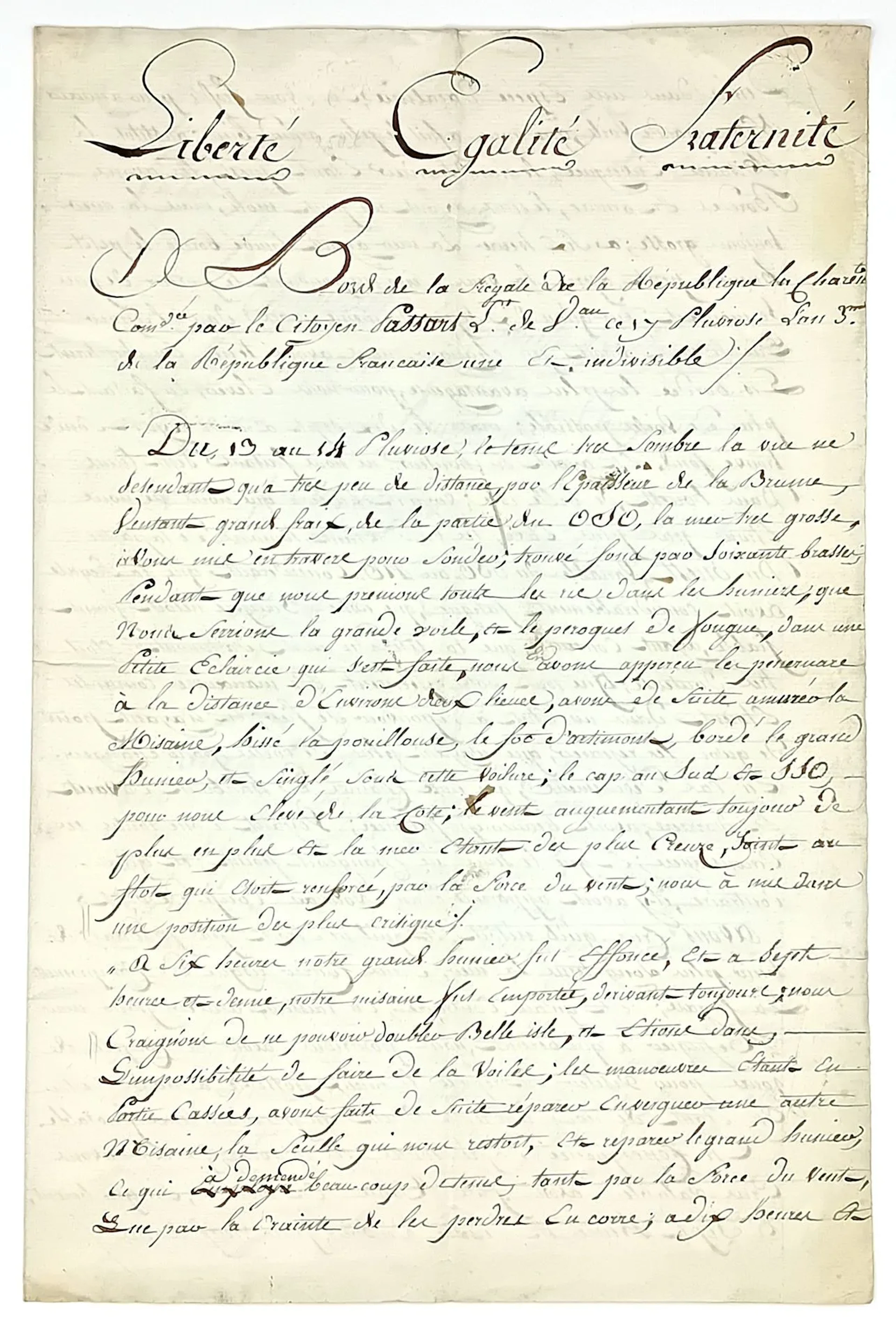 NAVY. MORBIHAN. Storm at Sea in MORBIHAN. Report drawn up ab - Lot 245