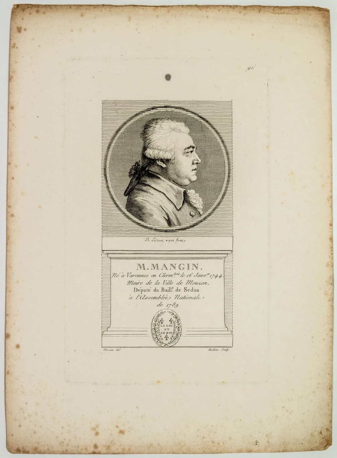 ARDENNES. Jean Nicolas MANGIN, Mayor of MOUZON, Deputy of th - Lot 166