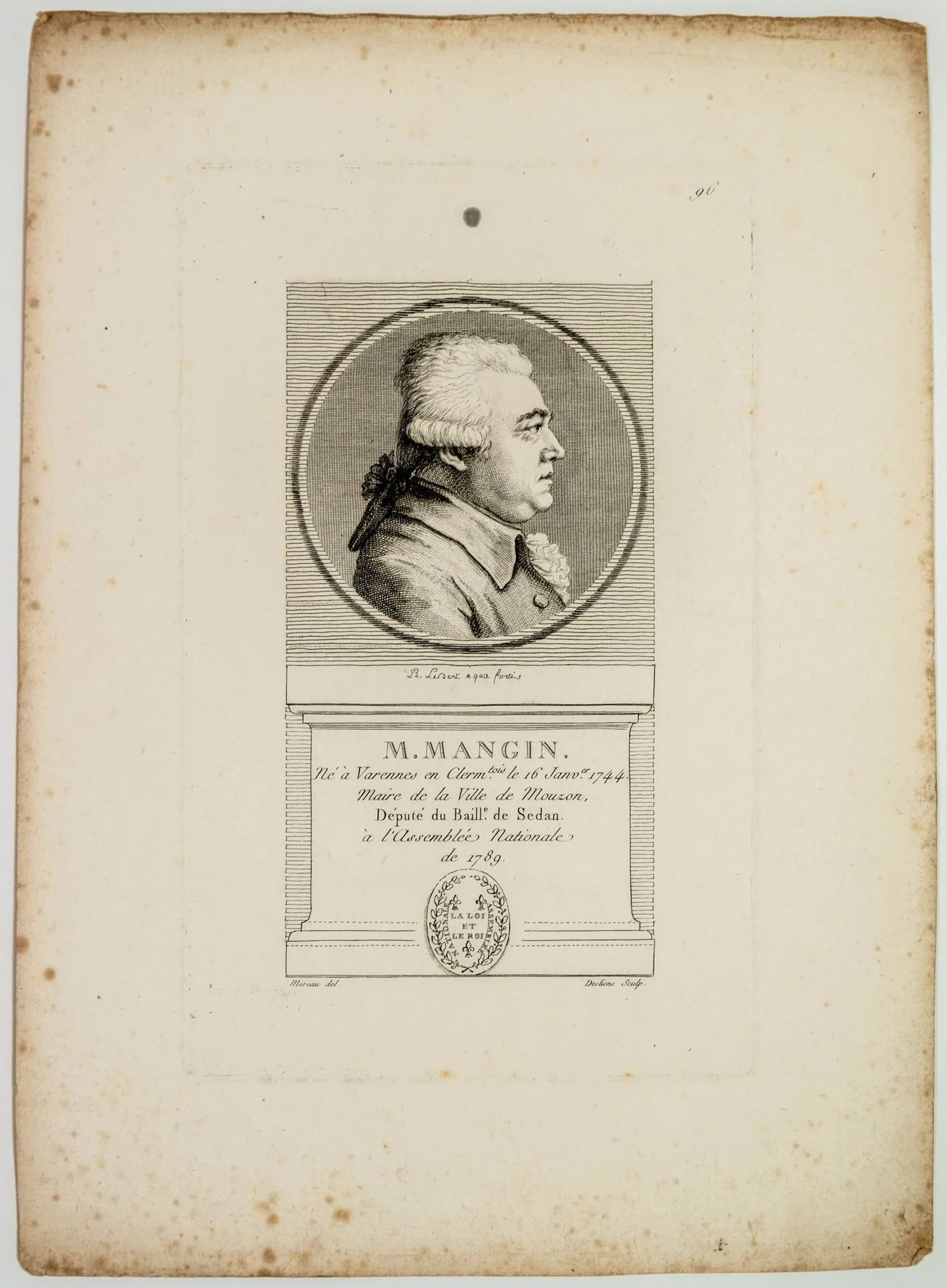 ARDENNES. Jean Nicolas MANGIN, Mayor of MOUZON, Deputy of th - Lot 166