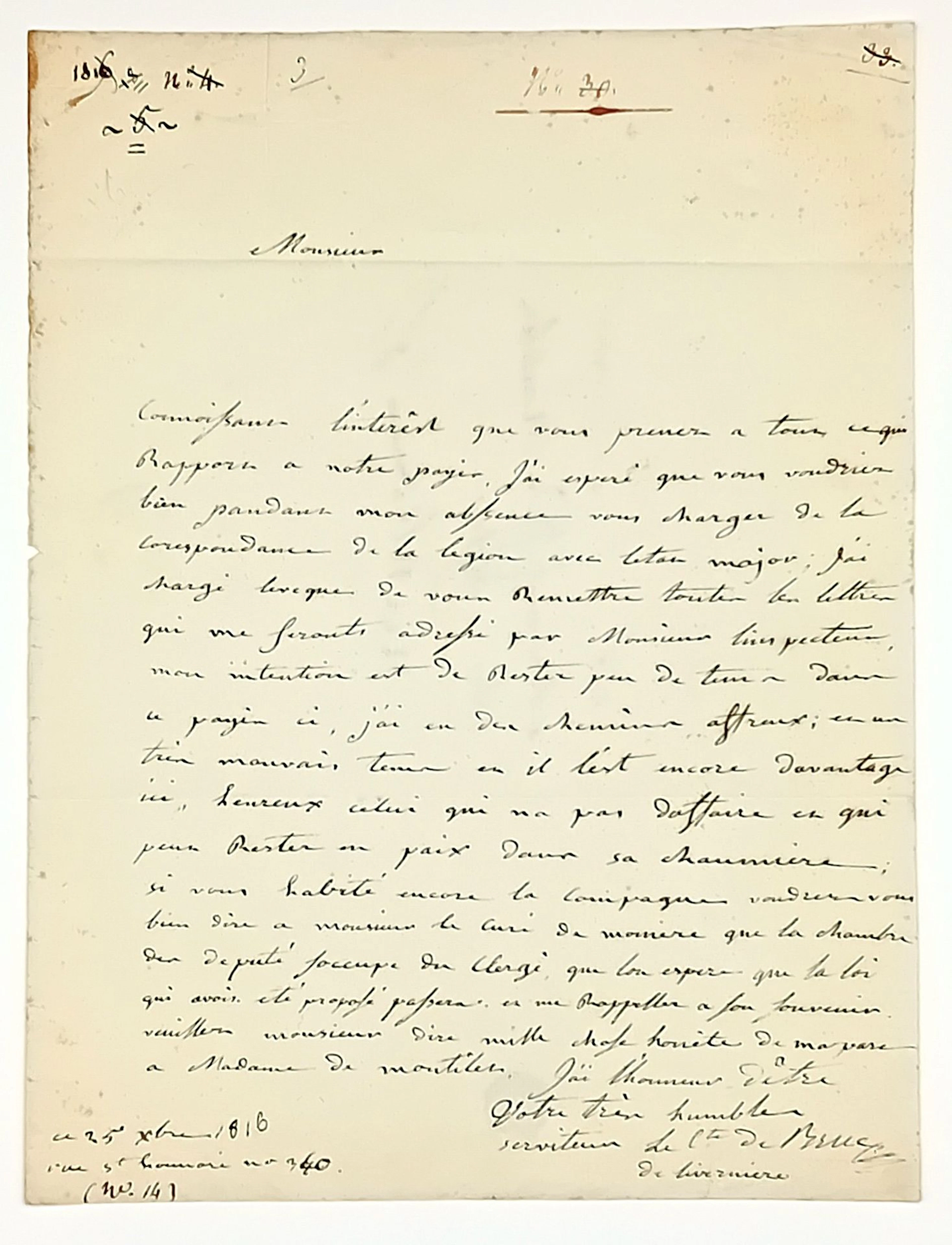 Pierre de BRUC DE LIVERNIÈRE (1766 - 1845) Vendéen general. - Lot 417