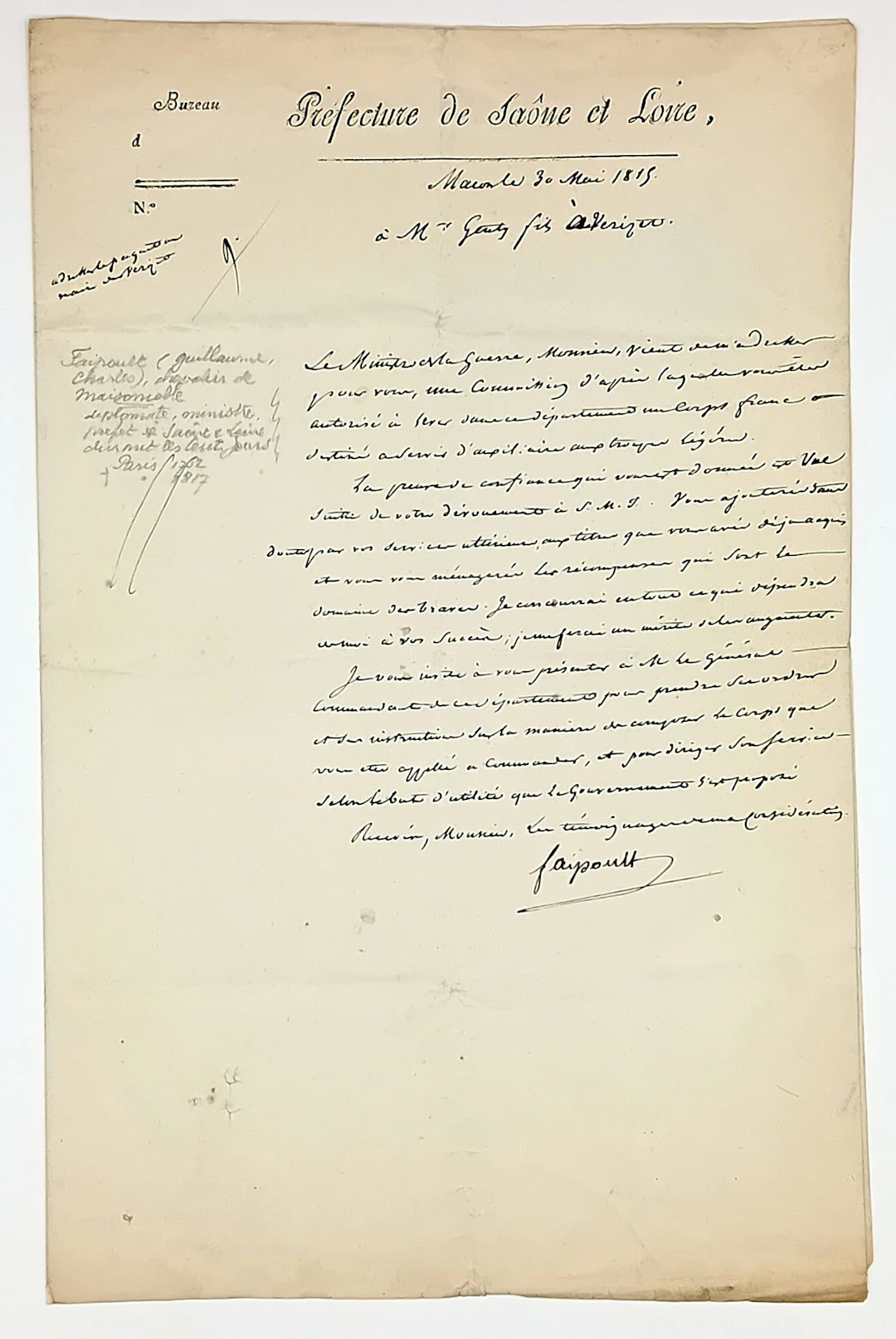 FAIPOULT (Guillaume-Charles) Paris 1762 - 1817 - Minister of - Lot 410
