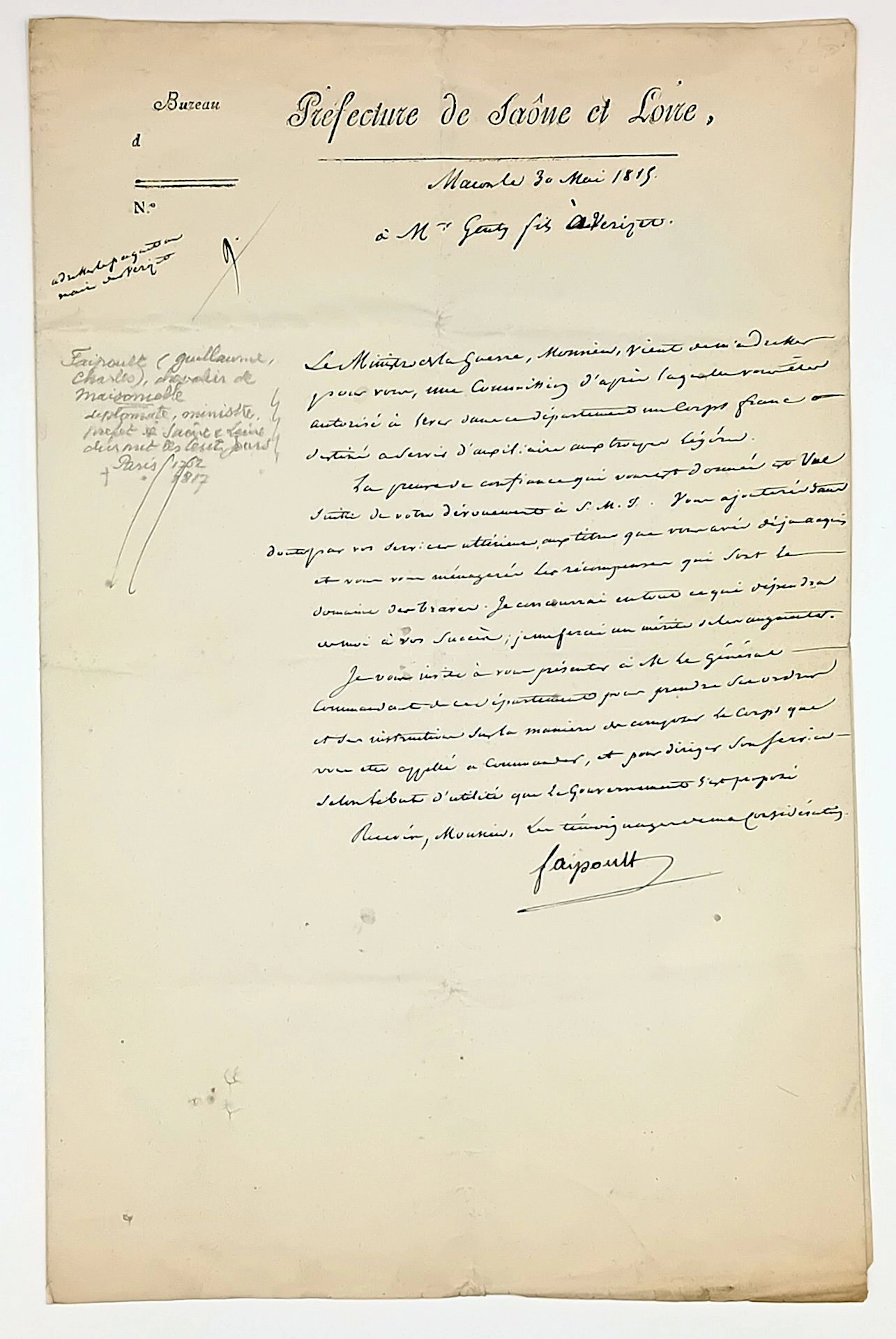 FAIPOULT (Guillaume-Charles) Paris 1762 - 1817 - Minister of - Lot 410