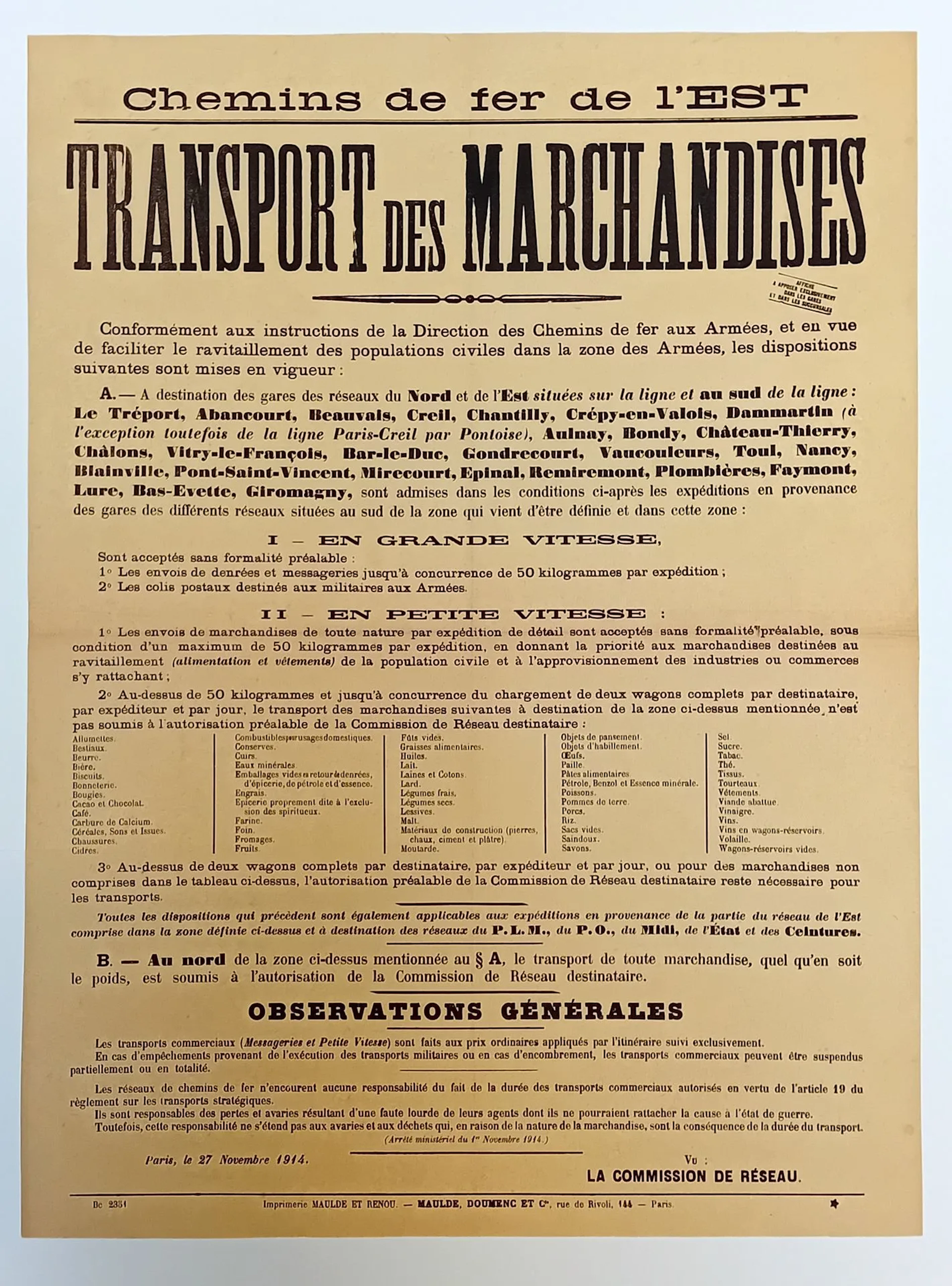 WORLD WAR I (1914–18). “EASTERN RAILWAY. FREIGHT TRANSPORT ” - Lot 647