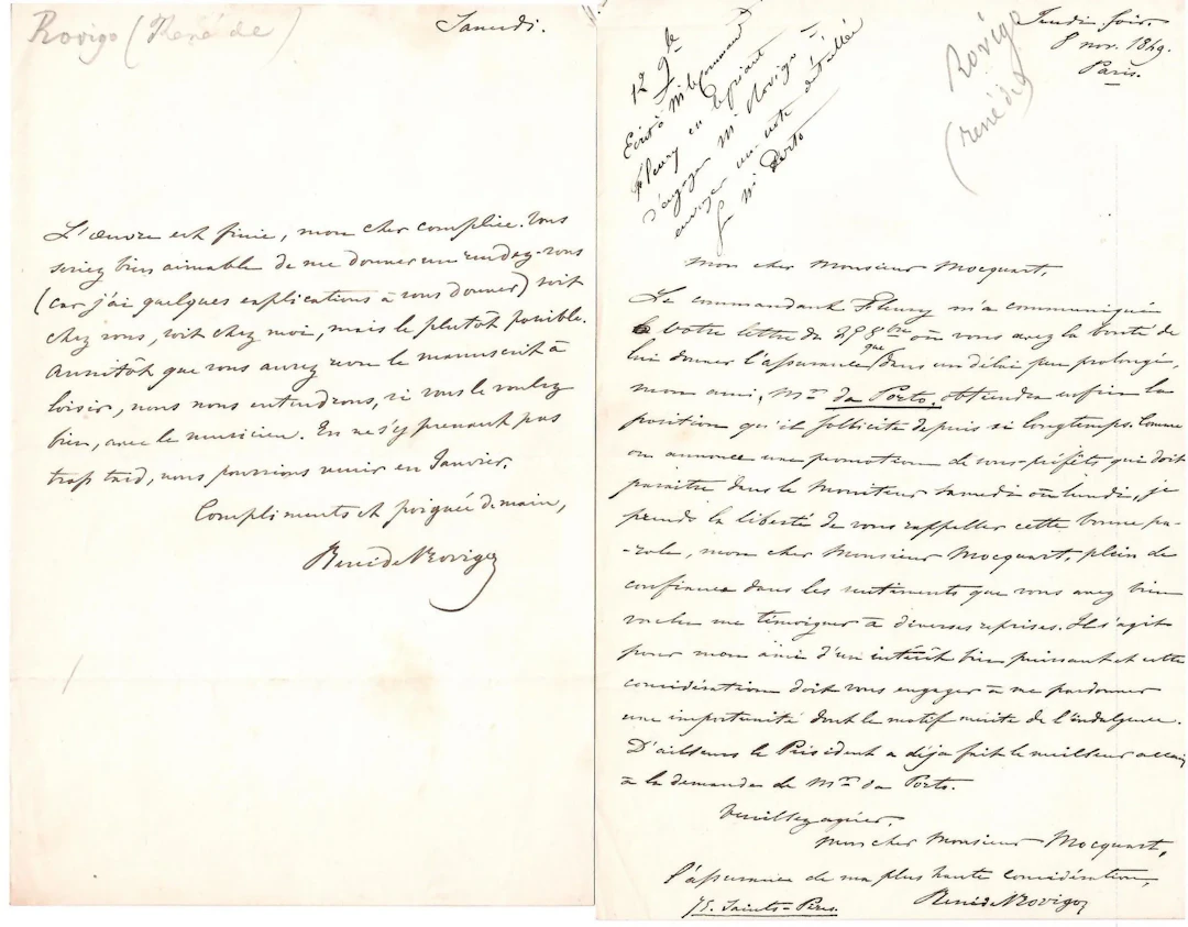 The SAVARY DE ROVIGO Family. 8 Letters or Notes: René de SAV - Lot 539