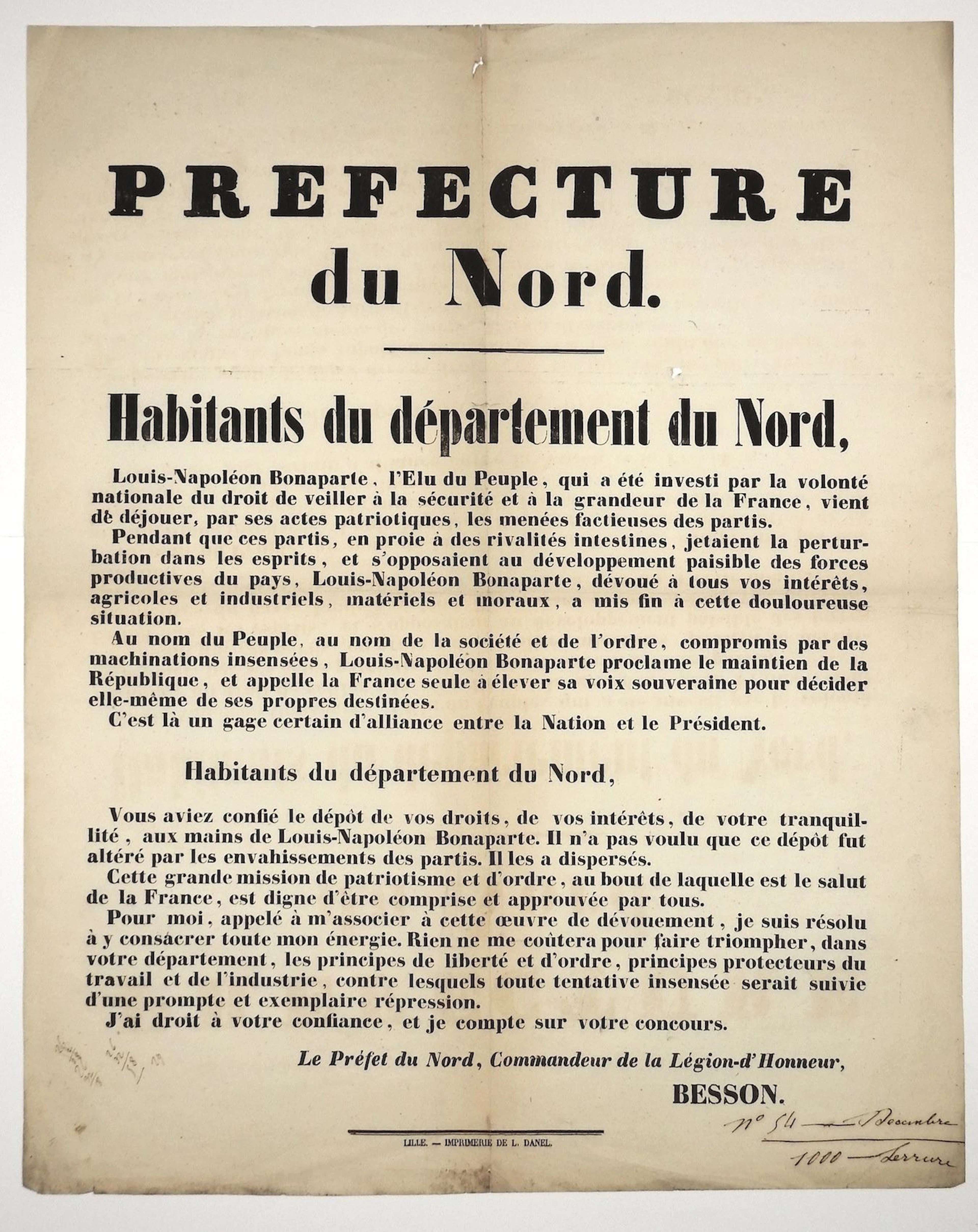 NORD. LOUIS-NAPOLÉON-BONAPARTE : COUP D'ÉTAT DU 2 DÉCEMBRE 1 - Lot 519