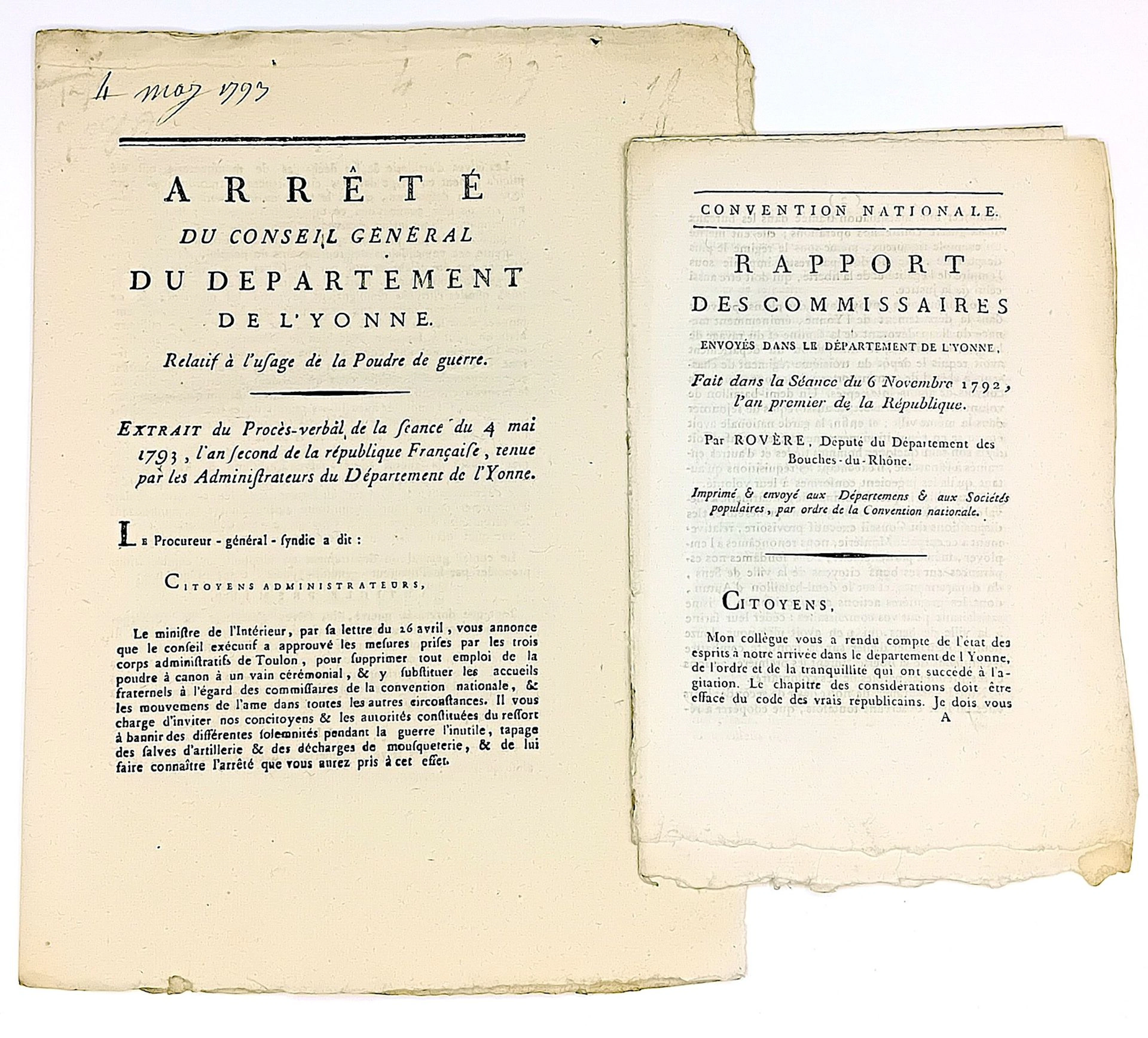 YONNE. 2 Printed documents: “REPORT of the Commissioners sen - Lot 229