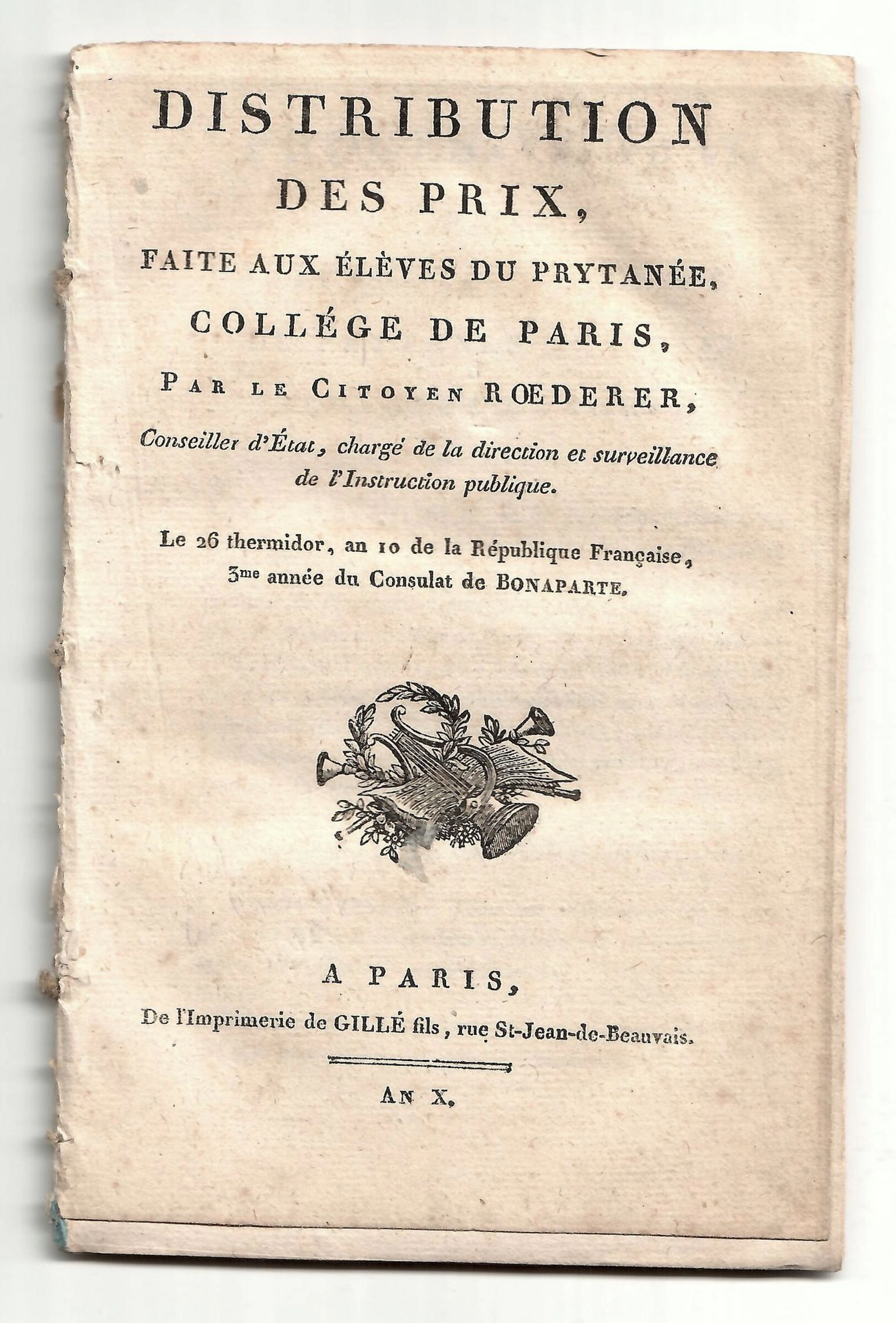 PARIS. PRYTANÉE. "Award Ceremony for Students of the Prytané - Lot 332