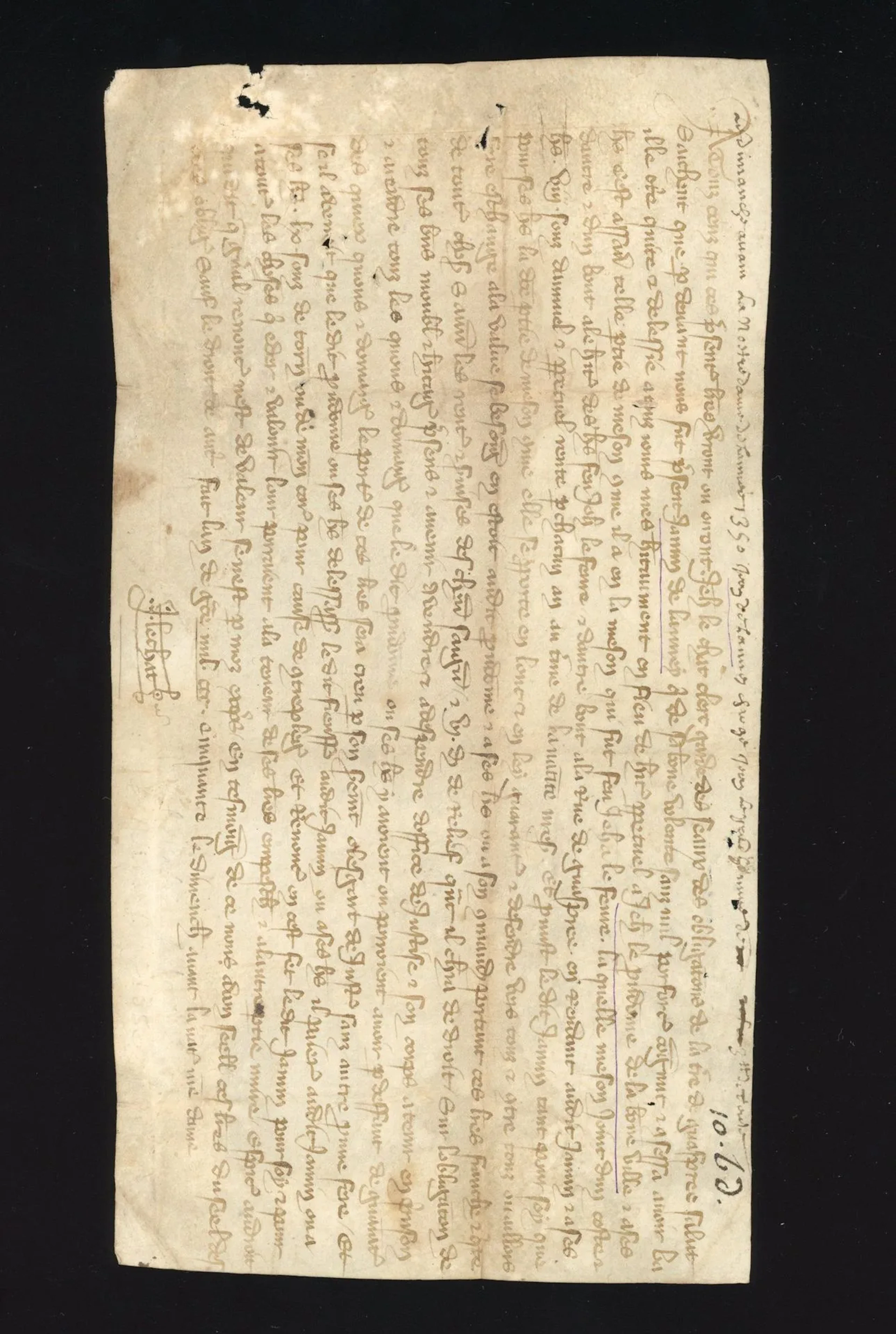 Letter dated 1350 from Jamin Delaunay to Jean le Prudhomme d - Lot 139