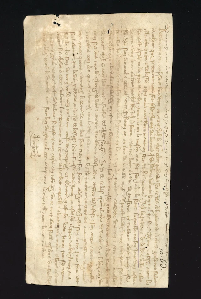 Letter dated 1350 from Jamin Delaunay to Jean le Prudhomme d - Lot 139