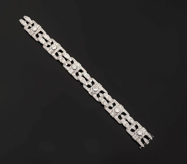 Art Deco link bracelet in 850-th platinum with an openwork g - Lot 136