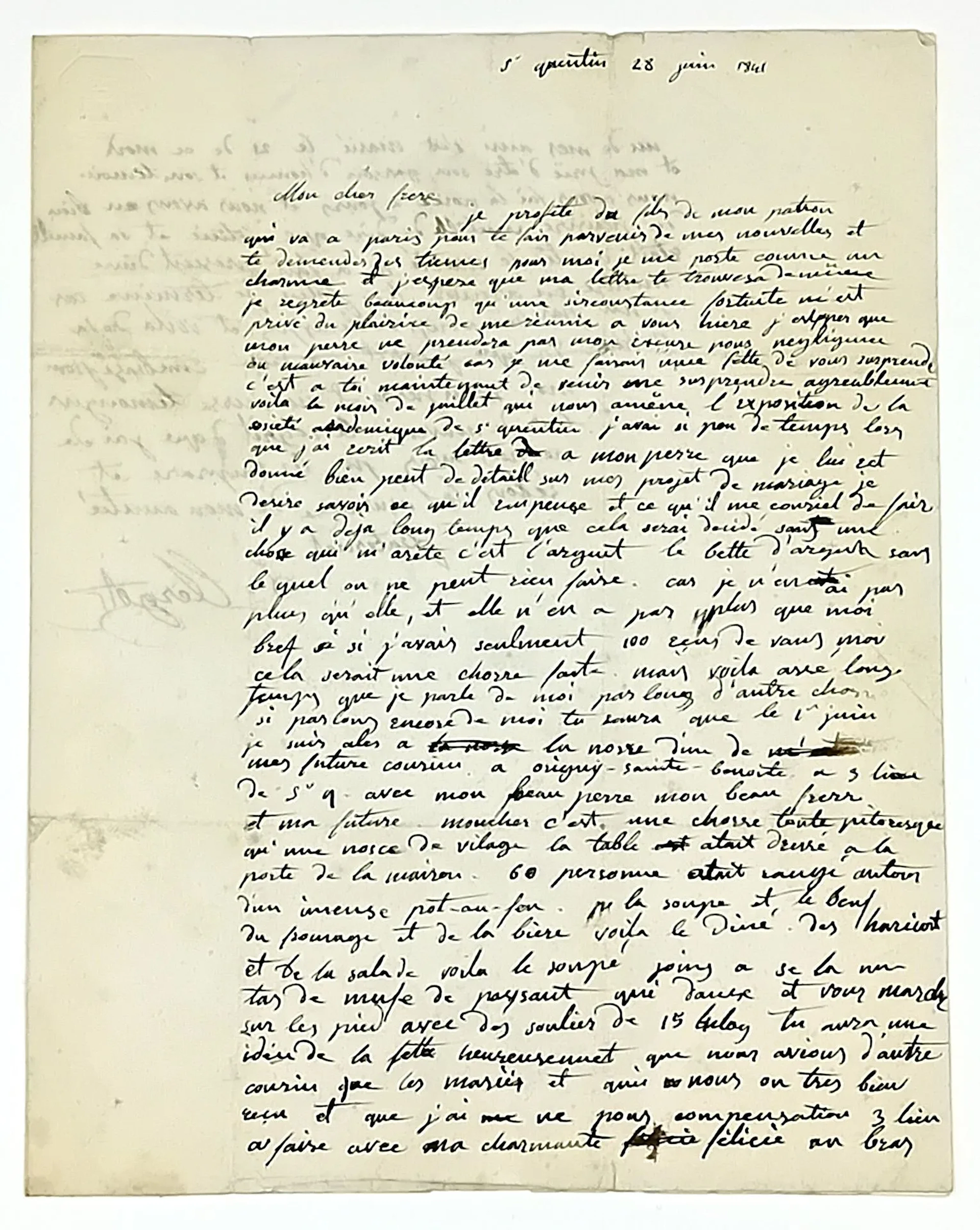 AISNE. SAINT QUENTIN June 28, 1841. Letter from L. CLERGET, - Lot 565