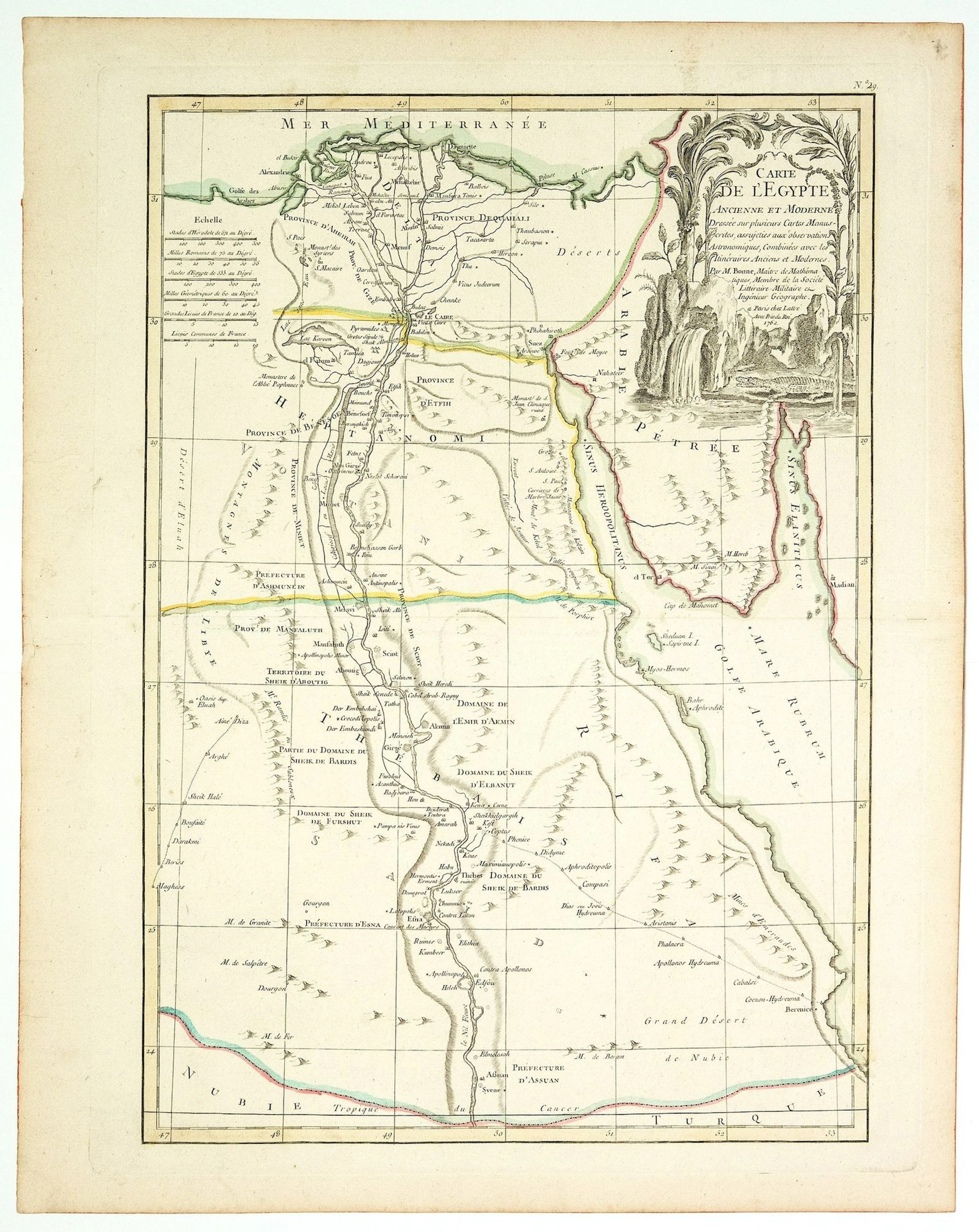 1762 Map of EGYPT: "Carte de l'Égypte ancienne et moderne dr - Lot 91