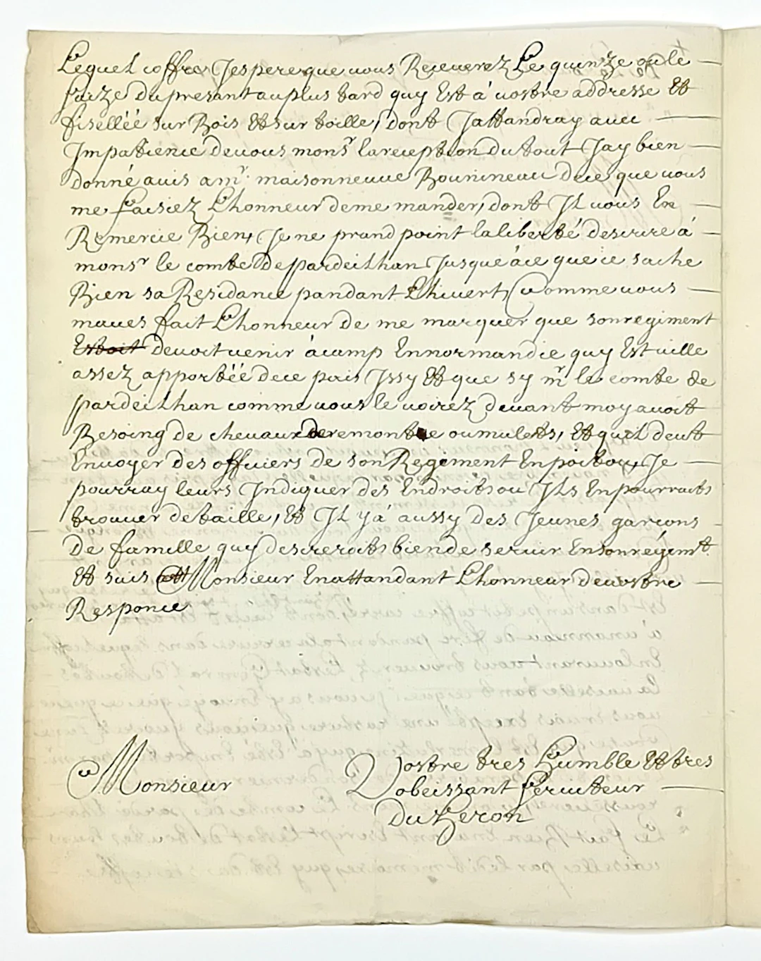 ORNE. Château de LA ROUSSELIÈRE BEAUVAIN. Autograph letter s - Lot 48
