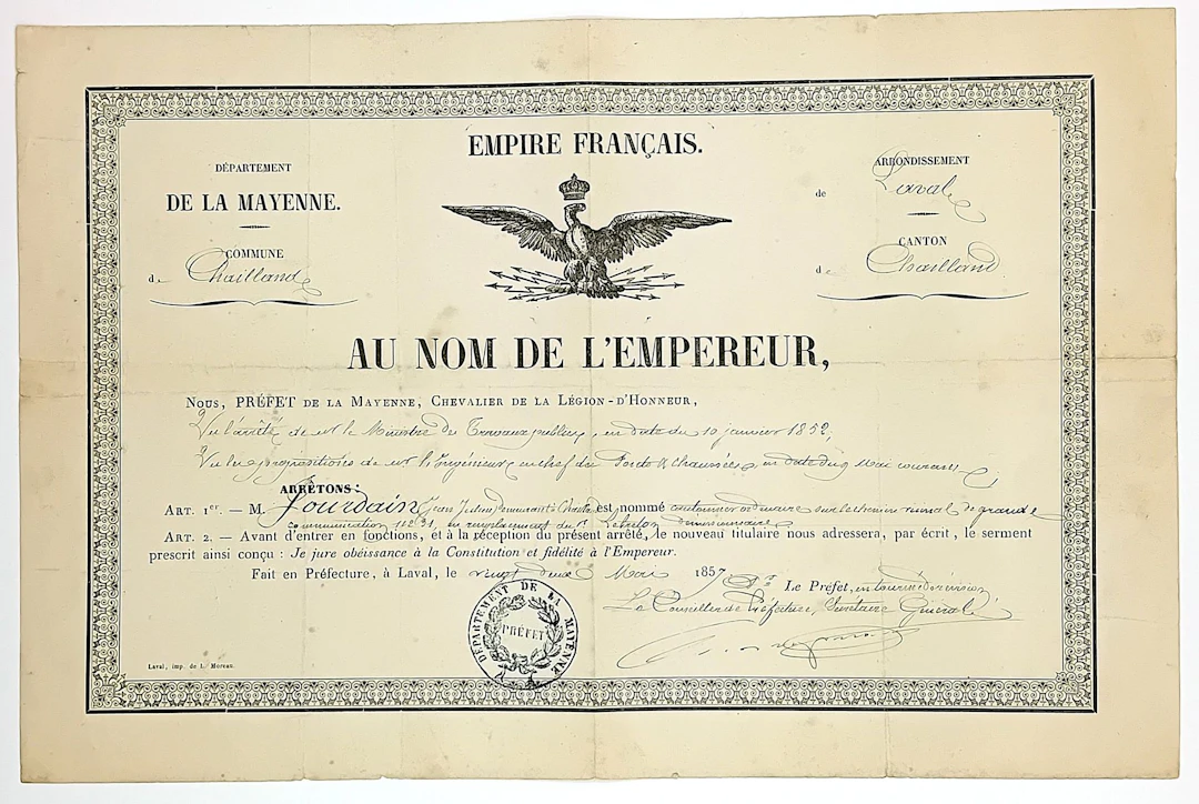 MAYENNE. NOMINATION DE CANTONNIER - Commune de CHAILLAND - à - Lot 566