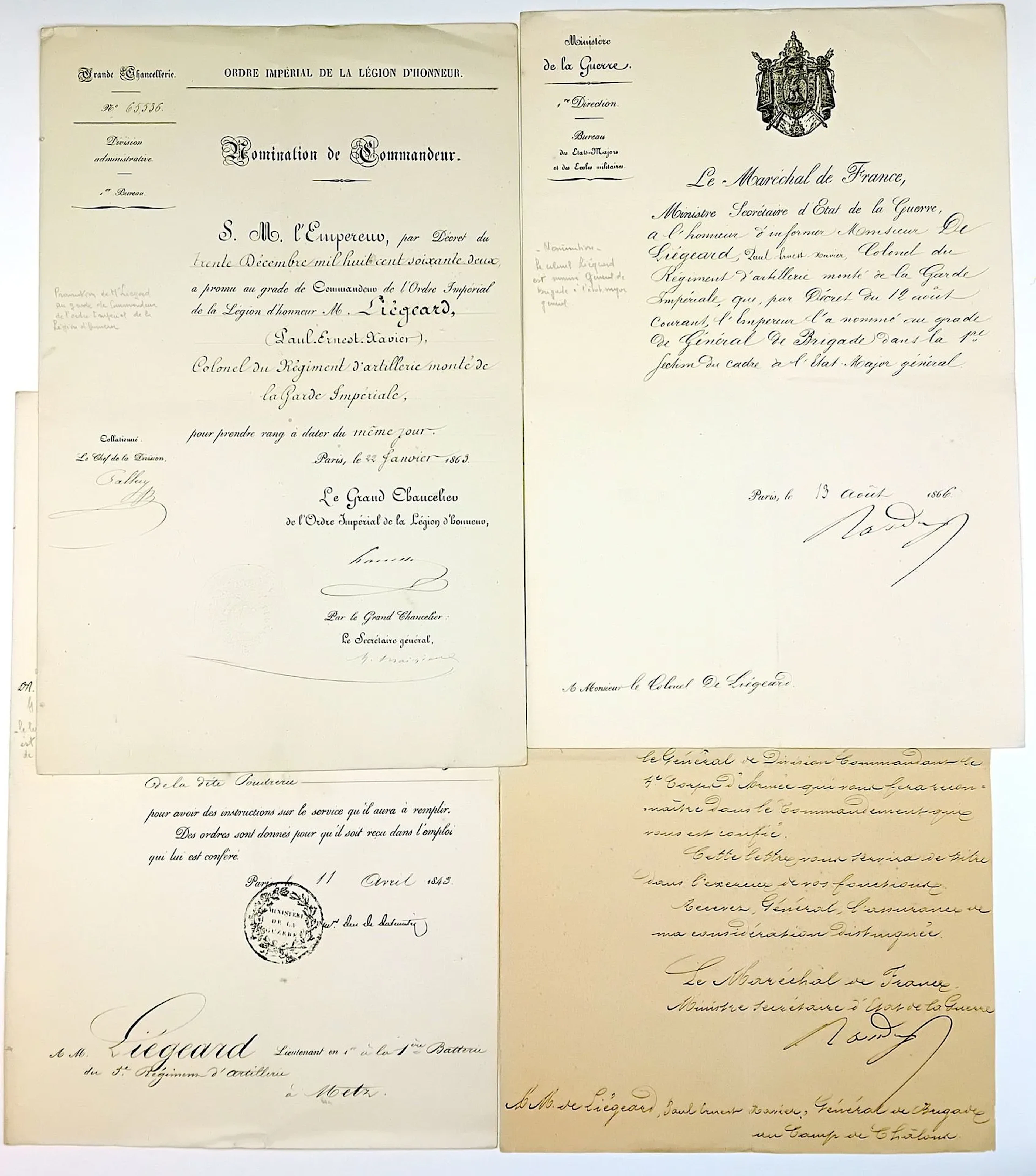 General LIÉGARD (Paul Ernest Xavier, Baron de LIÉGARD) Paris - Lot 604