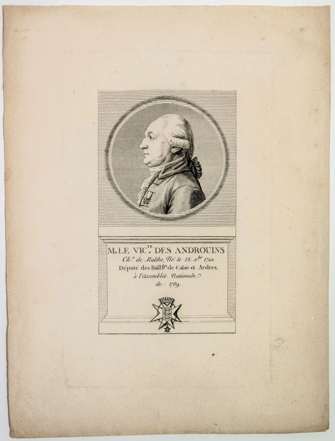 PAS-DE-CALAIS. Le Vicomte François-Joseph Des ANDROUINS (ou - Lot 145