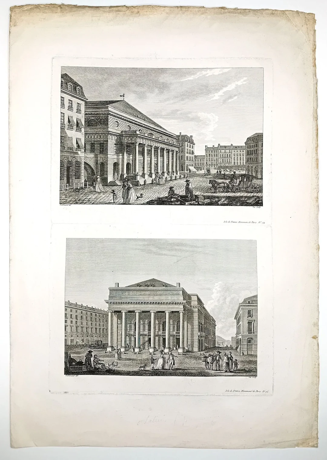 PARIS. Two-view engraving: The Théâtre de l’ODÉON, located o - Lot 111