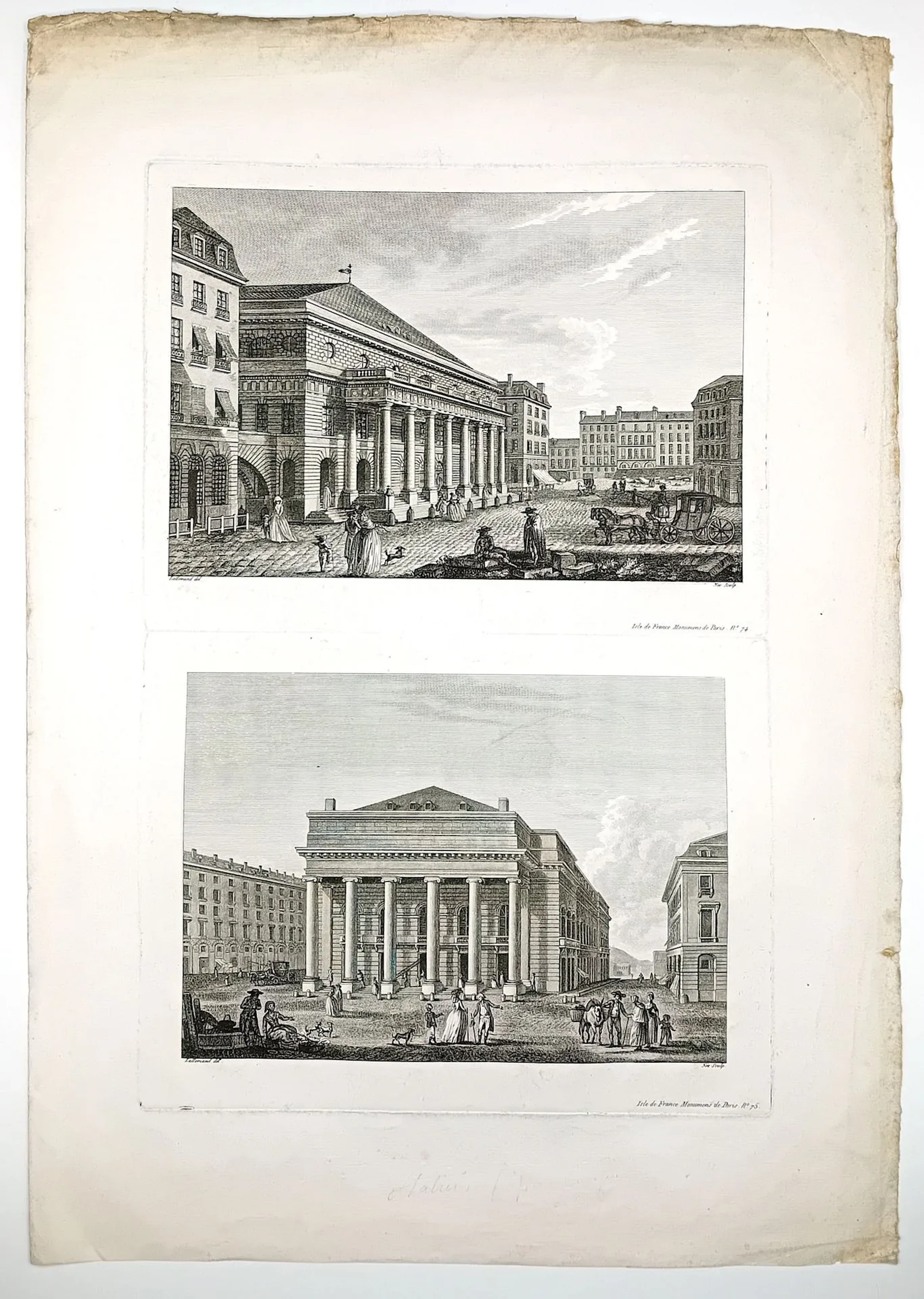 PARIS. Two-view engraving: The Théâtre de l’ODÉON, located o - Lot 111