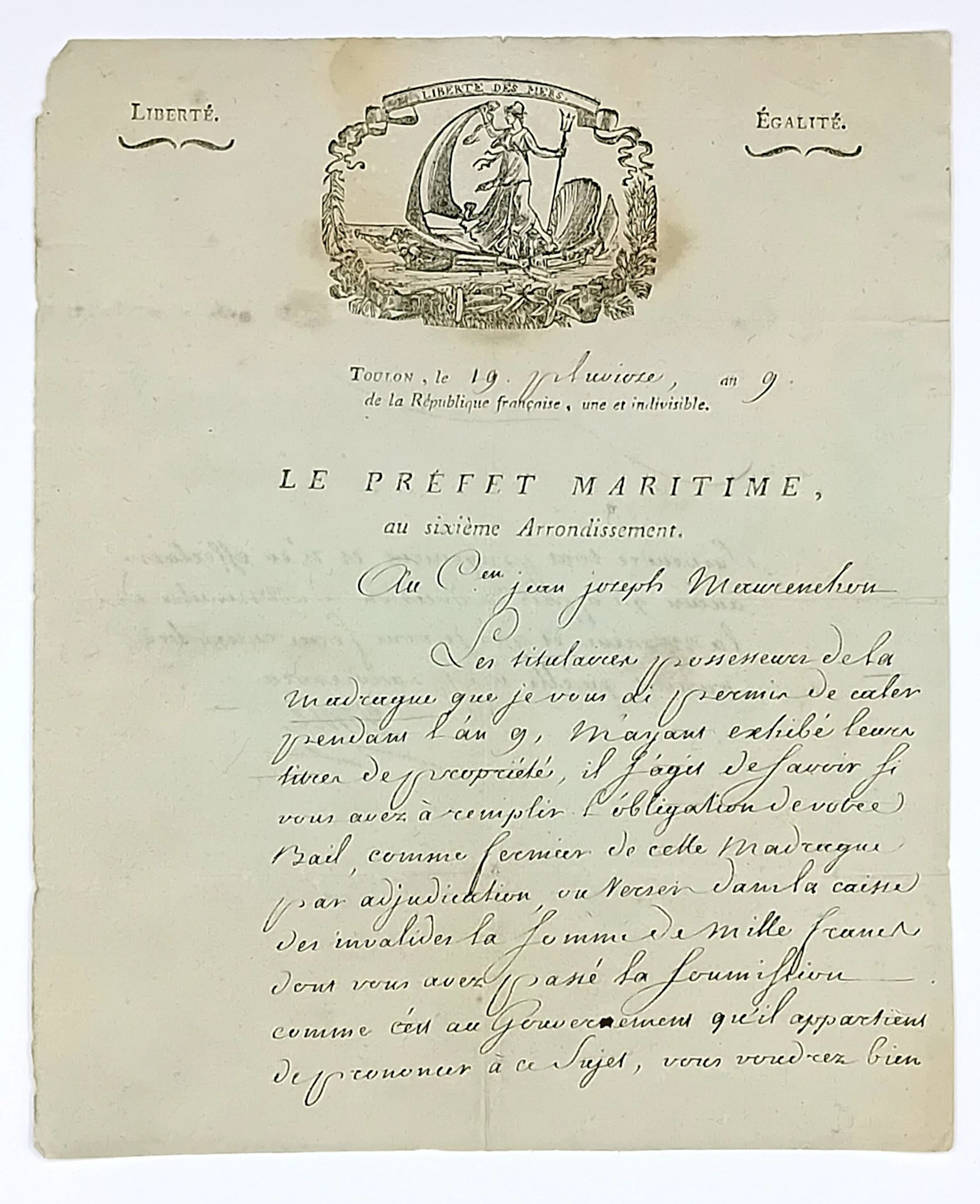 Admiral VENCE (Jean Gaspard) Marseille 1747 - Yonne 1808 - R - Lot 416
