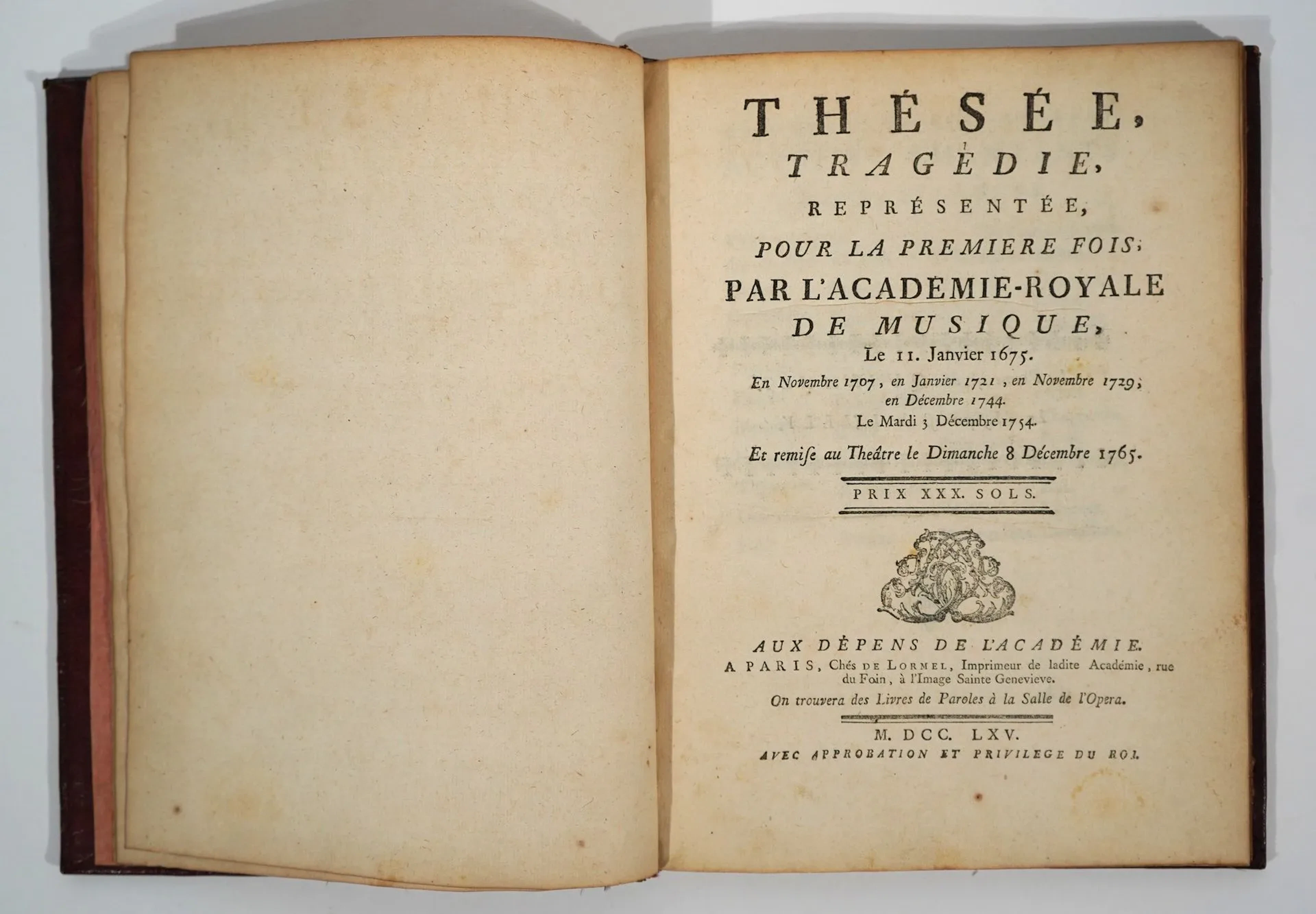LULLY / QUINAULT - Thésée, Tragédie. Paris, Académie Royale - Lot 309