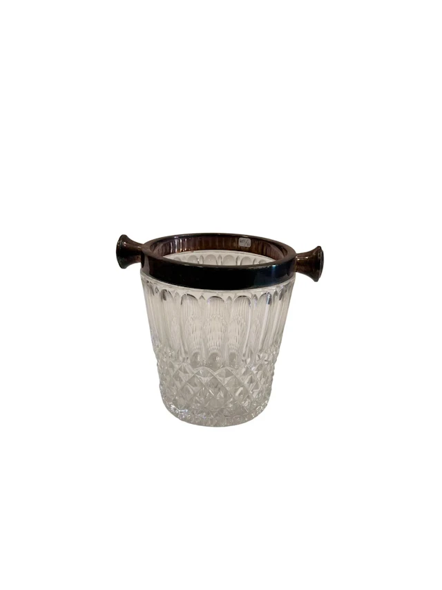 Champagne bucket made of diamond-cut crystal with a silver-p - Lot 73