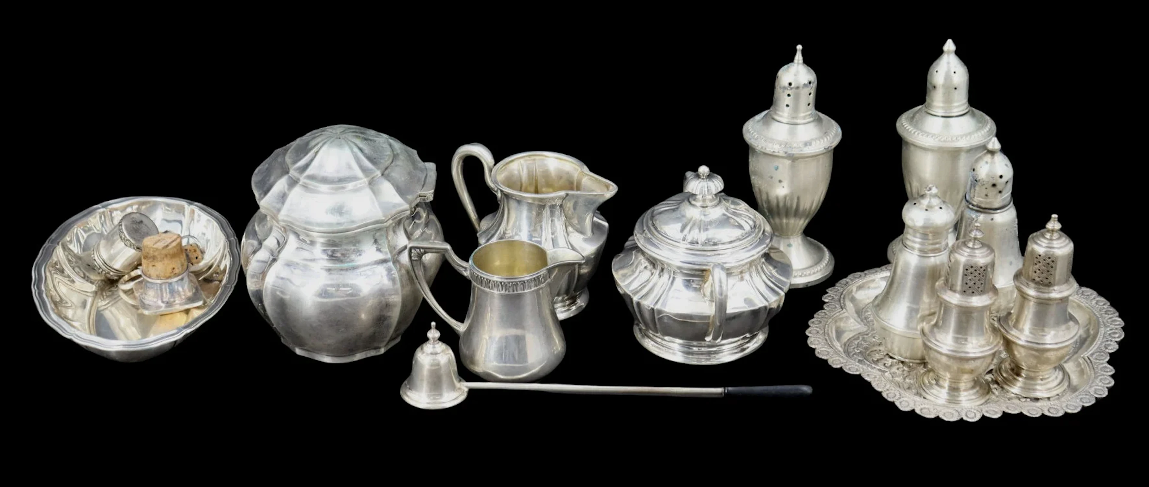 SILVER. Assorted Group of Silver Hollowware.