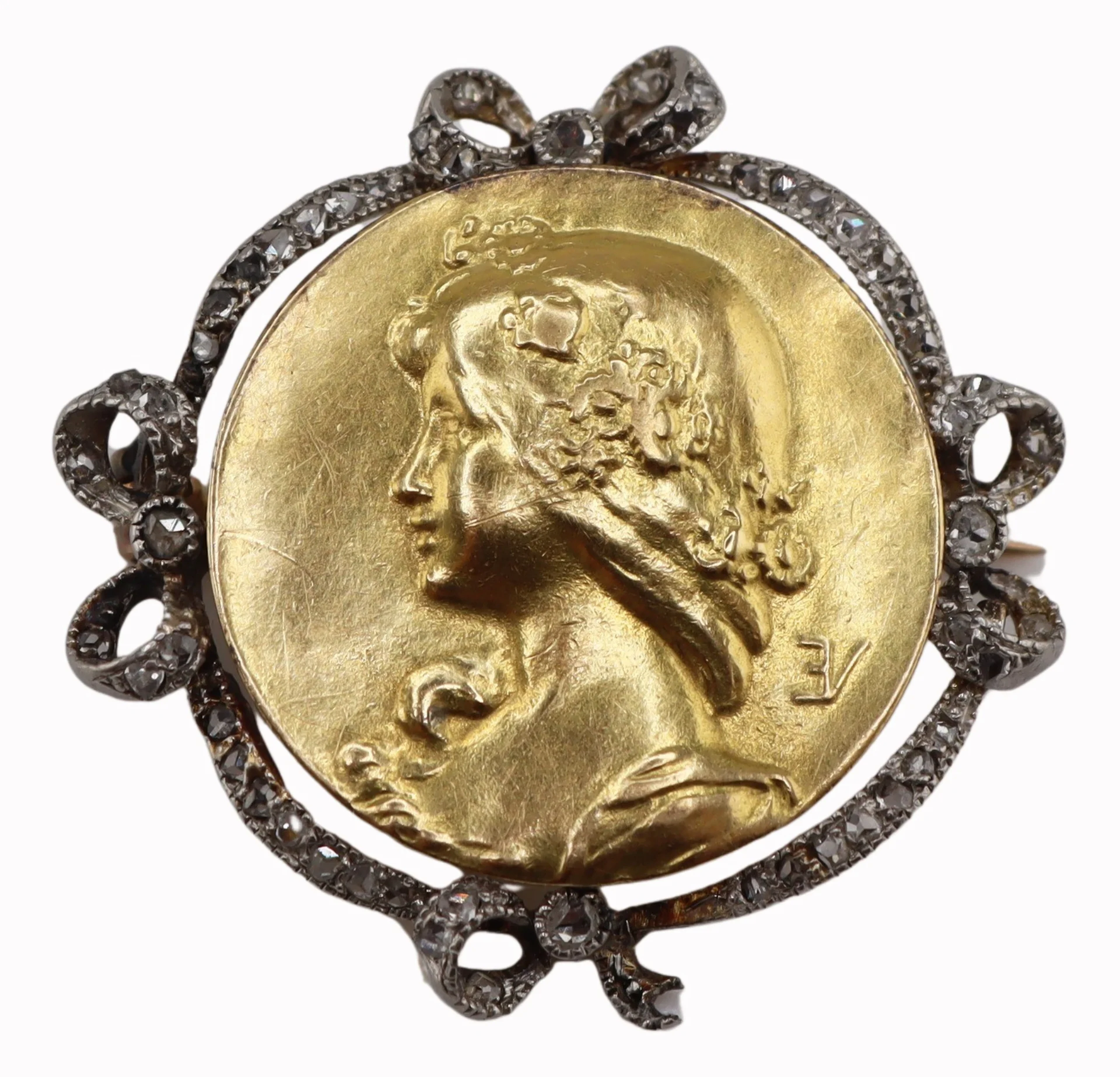 JEWELRY. Art Nouveau Emile Vernier Gold & Diamond