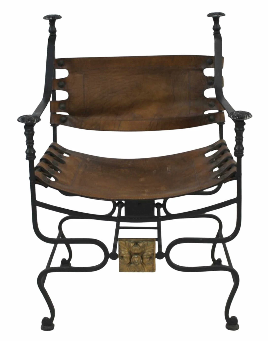 Antique Wrought Iron Savonarola Chair.