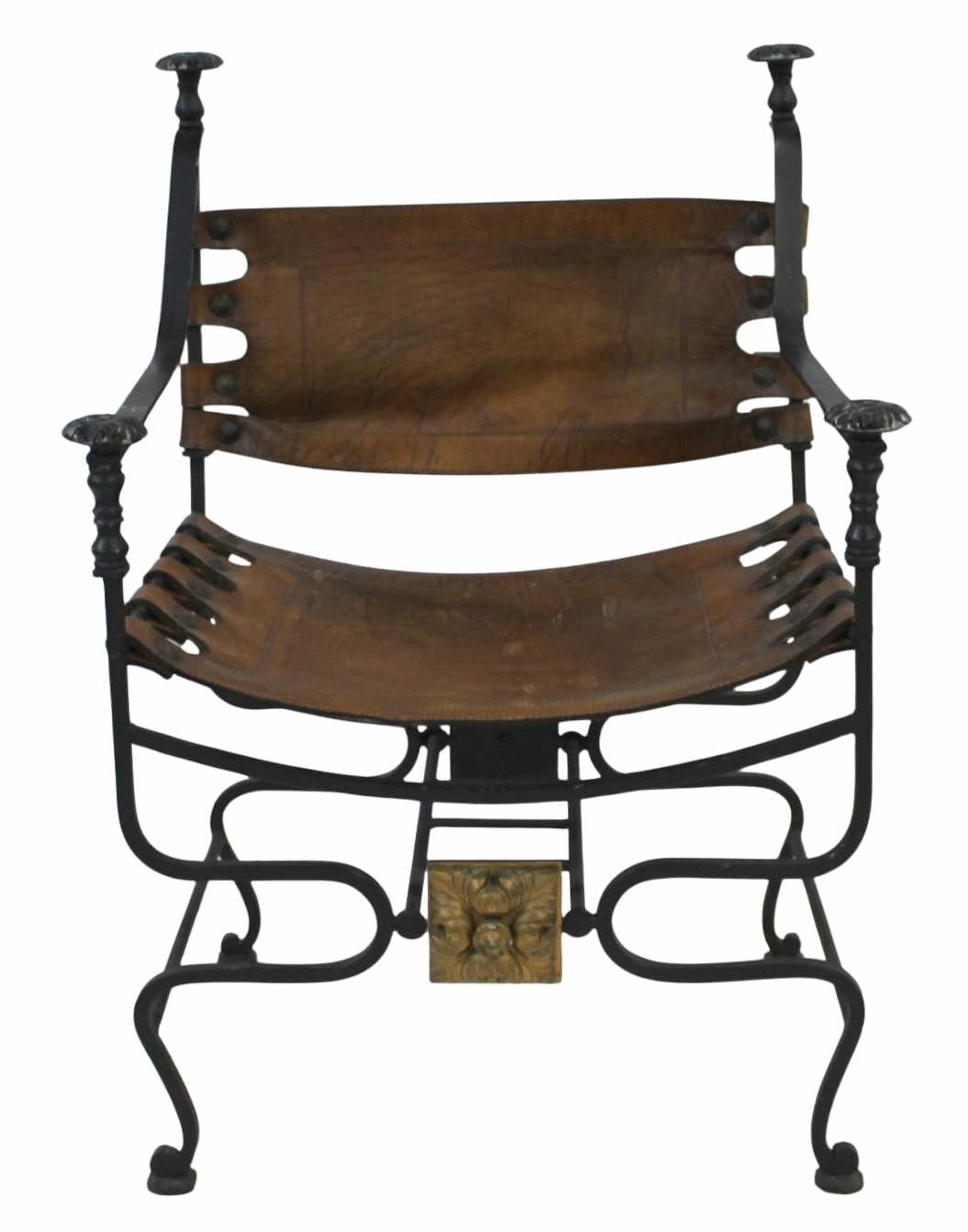 Antique Wrought Iron Savonarola Chair.