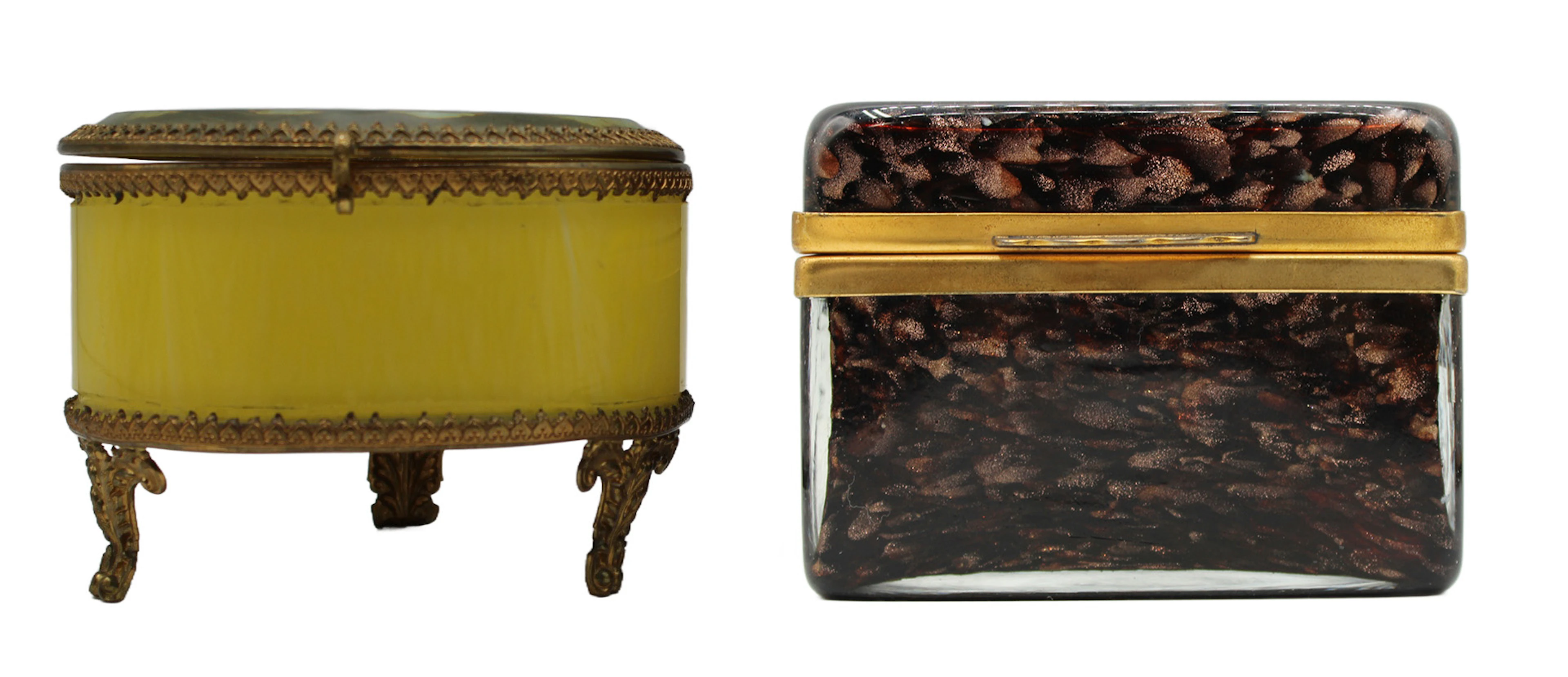 (2) Brass Mounted Glass Boxes.