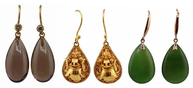 JEWELRY. (3) Pairs of Gold Drop Earrings.