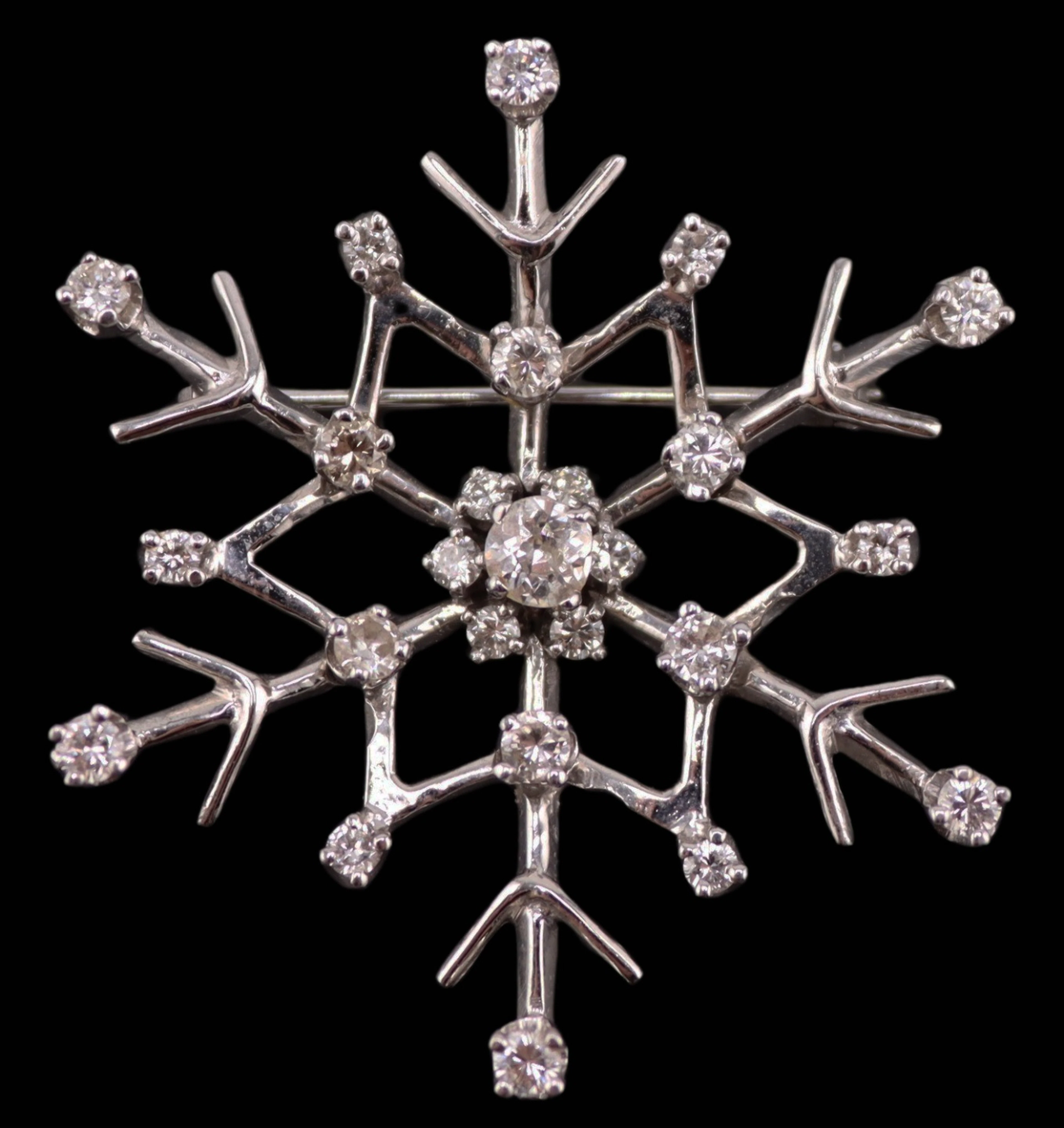 JEWELRY. 12.5kt White Gold and Diamond Snowflake