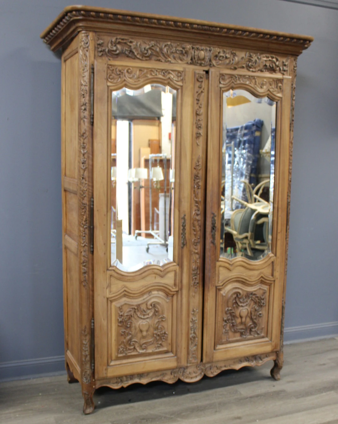 18th Century Finely Carved Armoire.