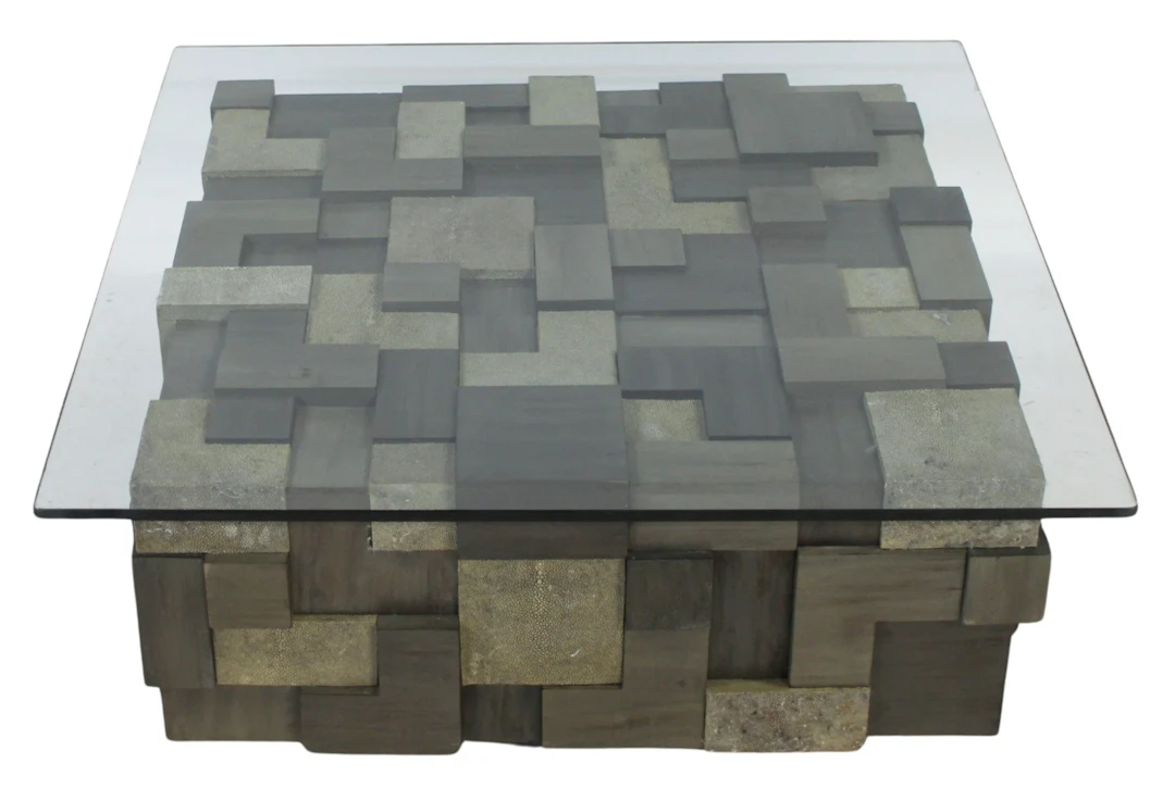 Midcentury Brutalist Style Shagreen Coffee Table.