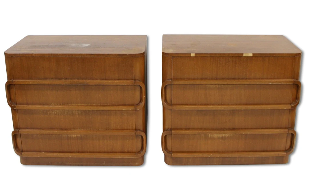 Midcentury Pair of Blonde Wood Dressers.