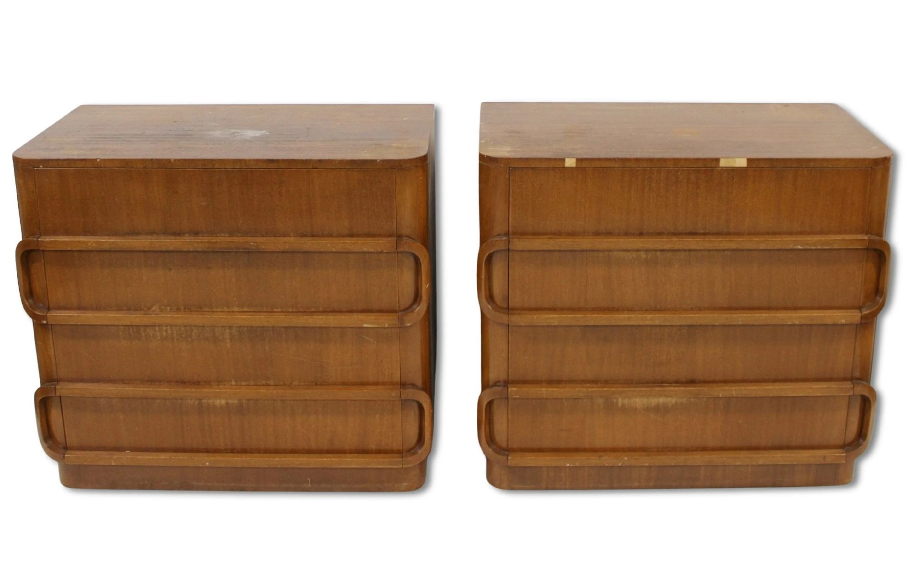 Midcentury Pair of Blonde Wood Dressers.