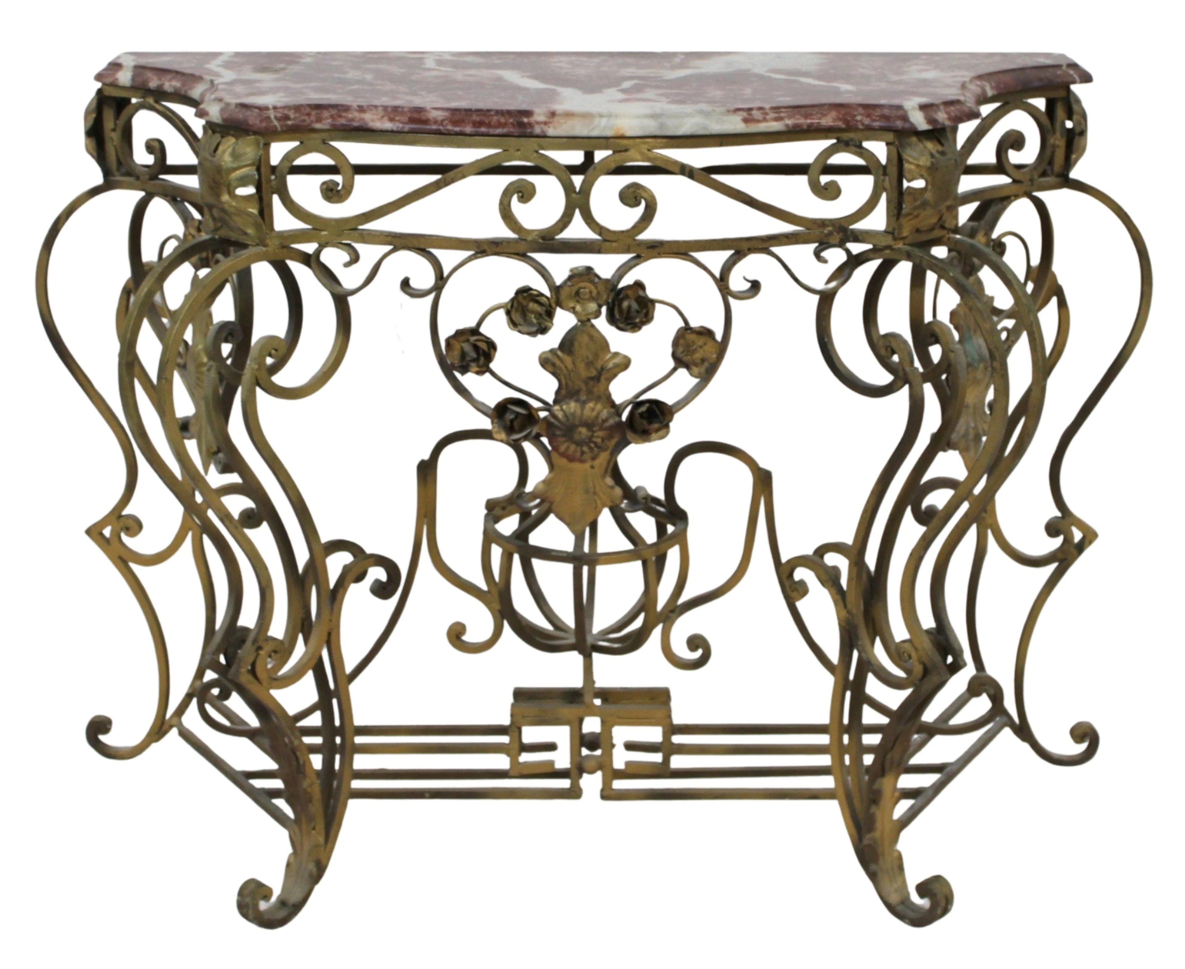 Vintage Bronze and Marbletop Console.