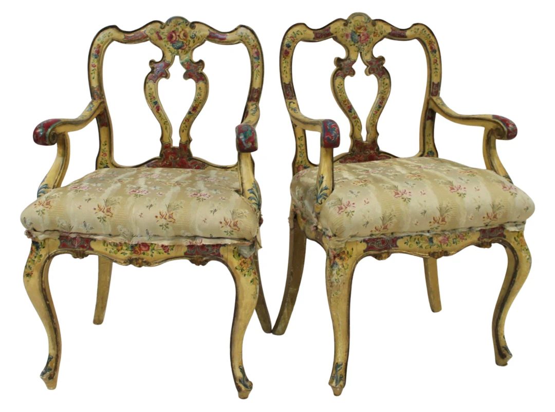 Antique Pair of Italian Paint Decorated