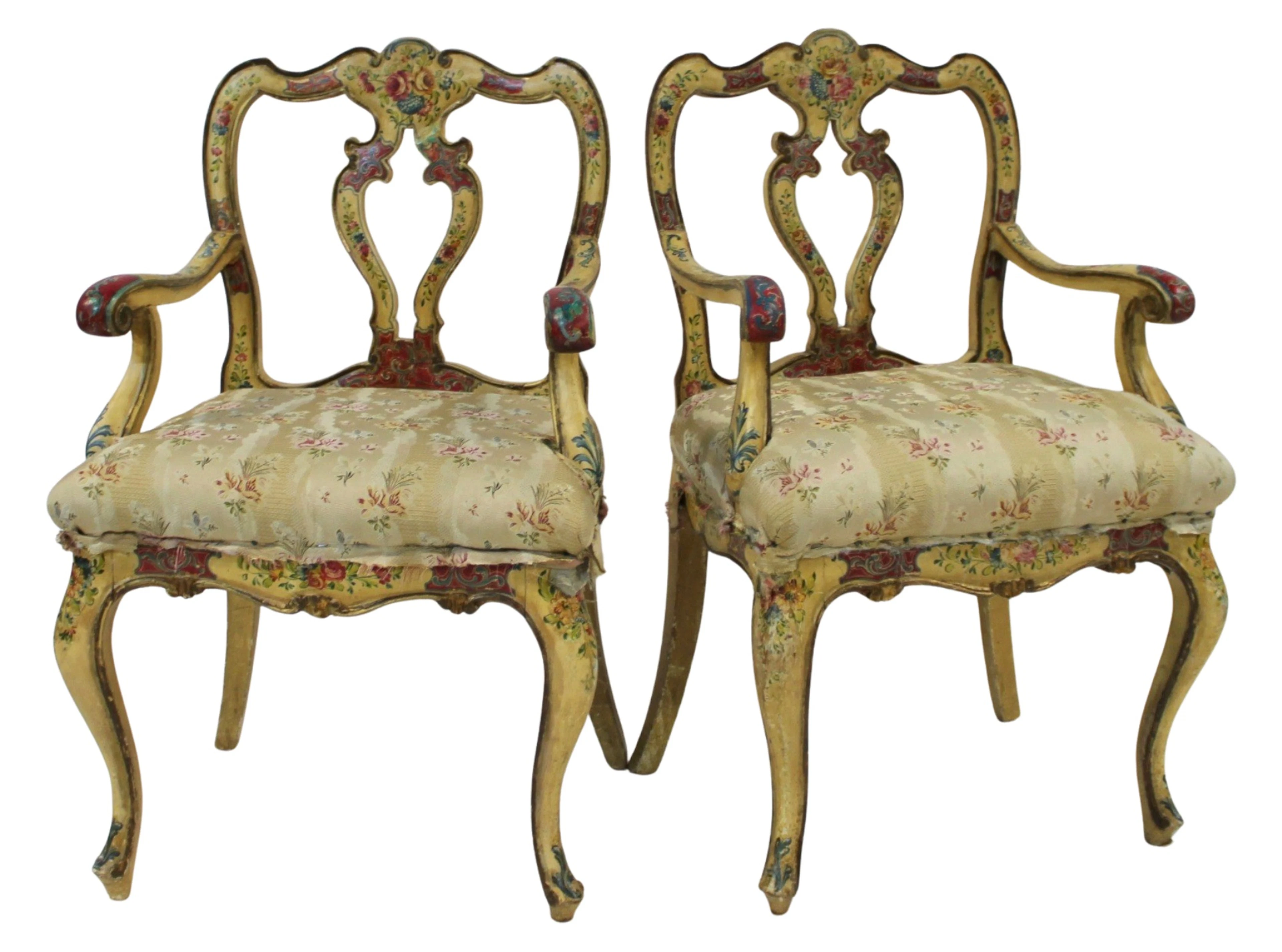 Antique Pair of Italian Paint Decorated