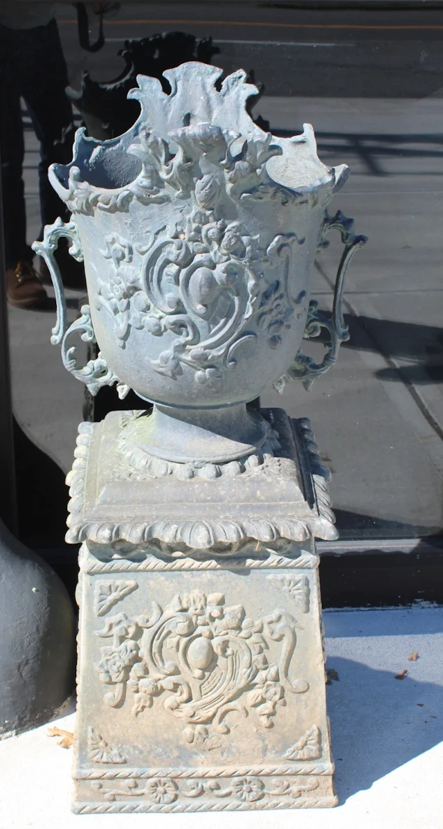 Antique Patinated Metal Planter